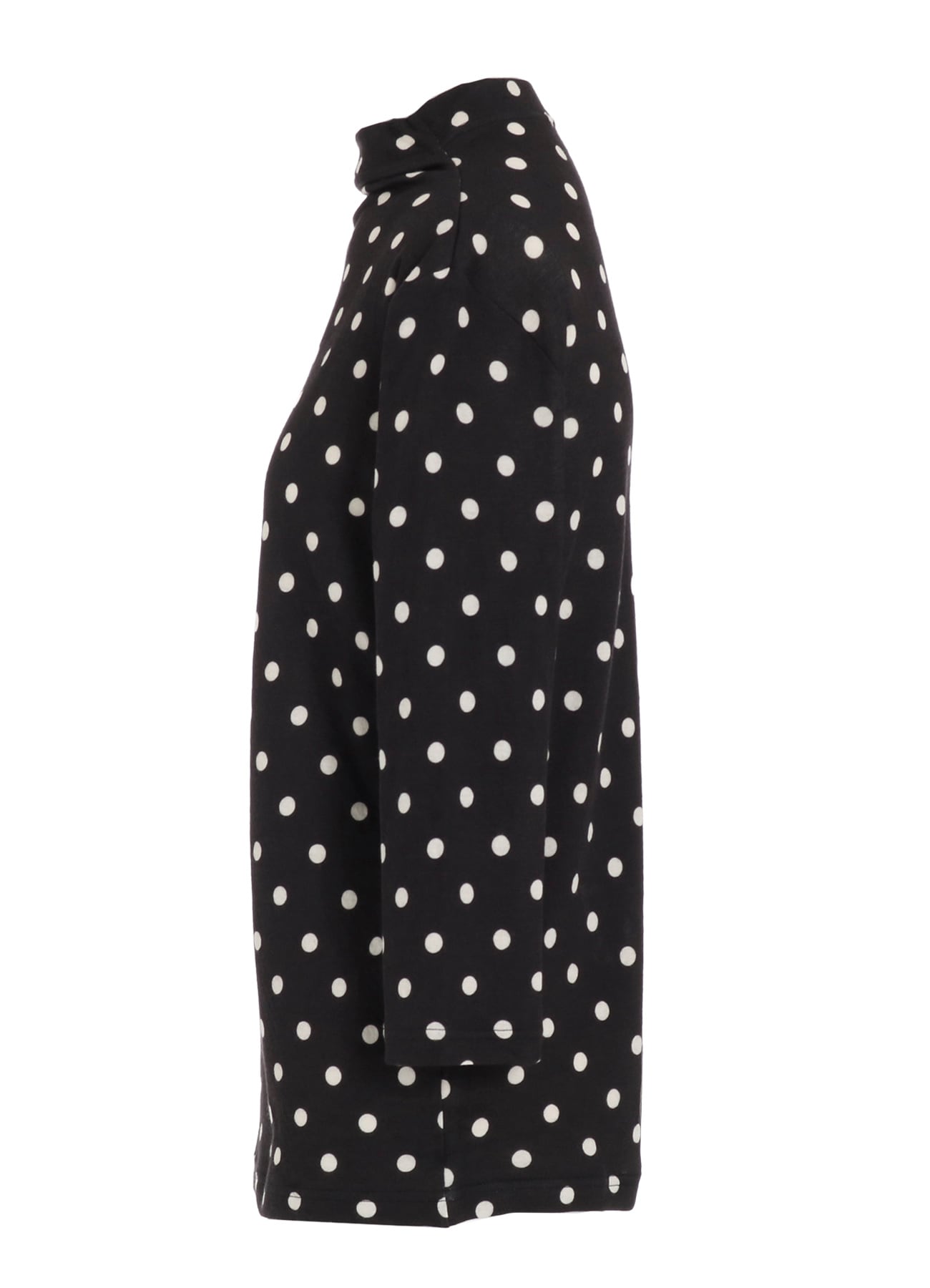 80/1 DUAL-LAYER JERSEY DOT PRINT BOTTLE NECK 3/4 SLEEVE SHIRT