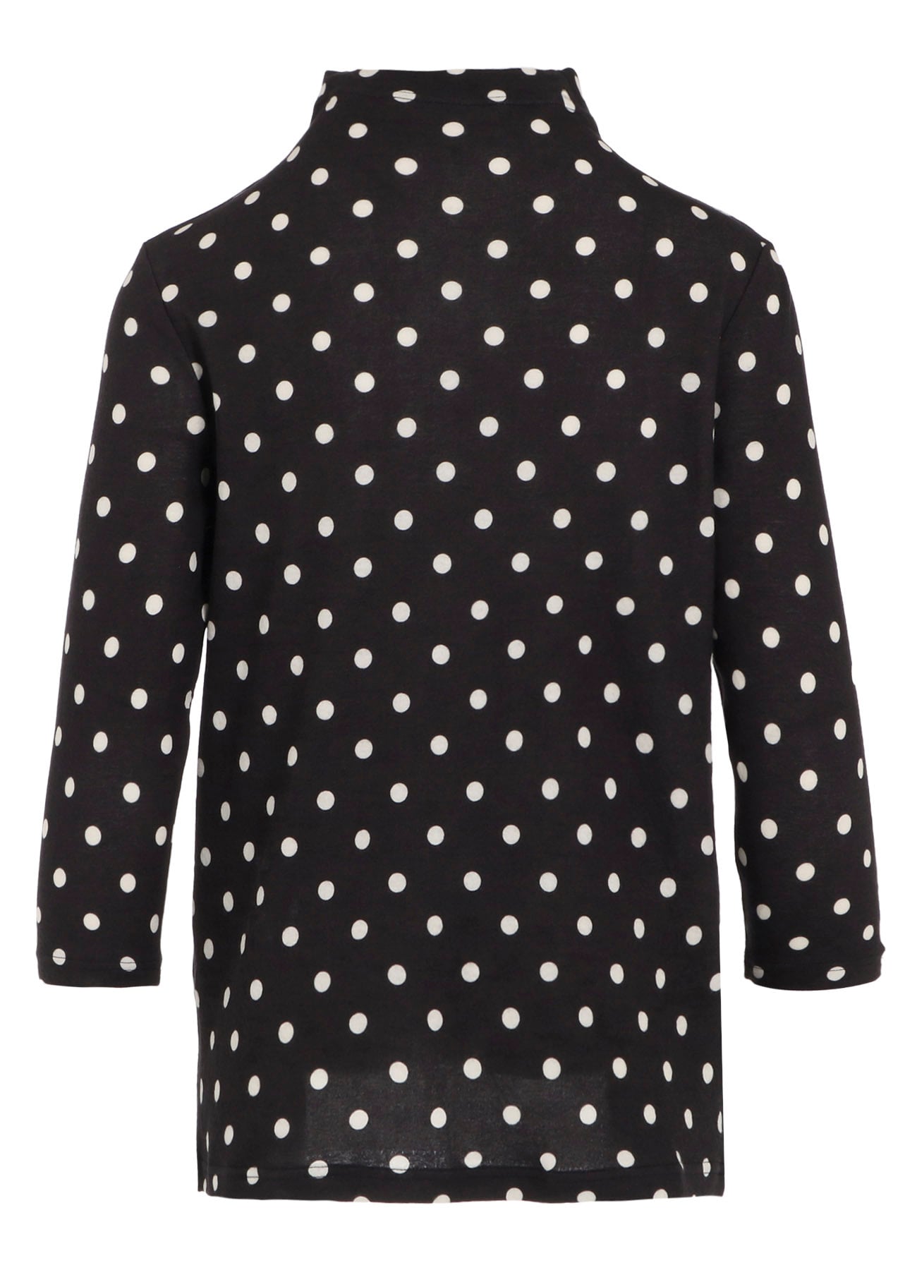 80/1 DUAL-LAYER JERSEY DOT PRINT BOTTLE NECK 3/4 SLEEVE SHIRT