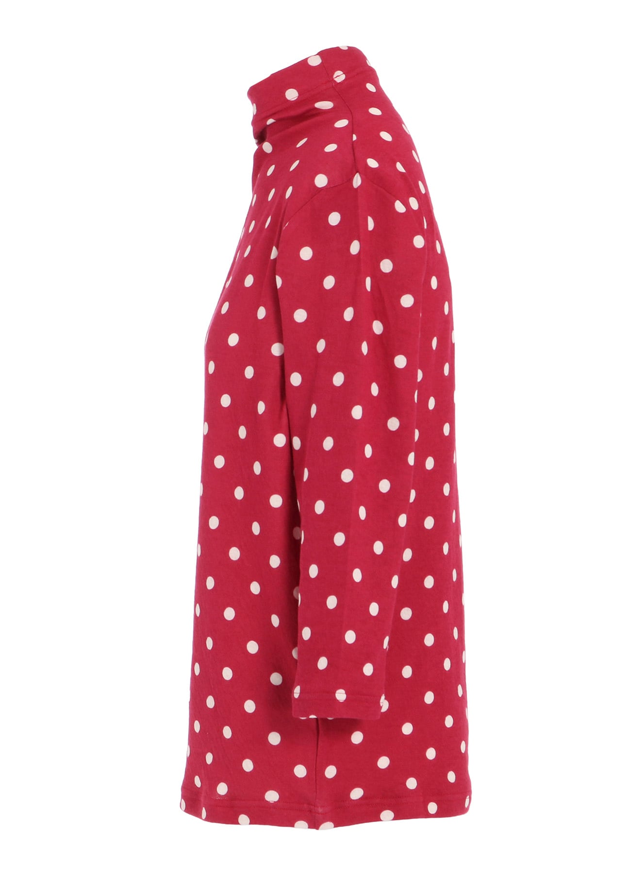 80/1 DUAL-LAYER JERSEY DOT PRINT BOTTLE NECK 3/4 SLEEVE SHIRT