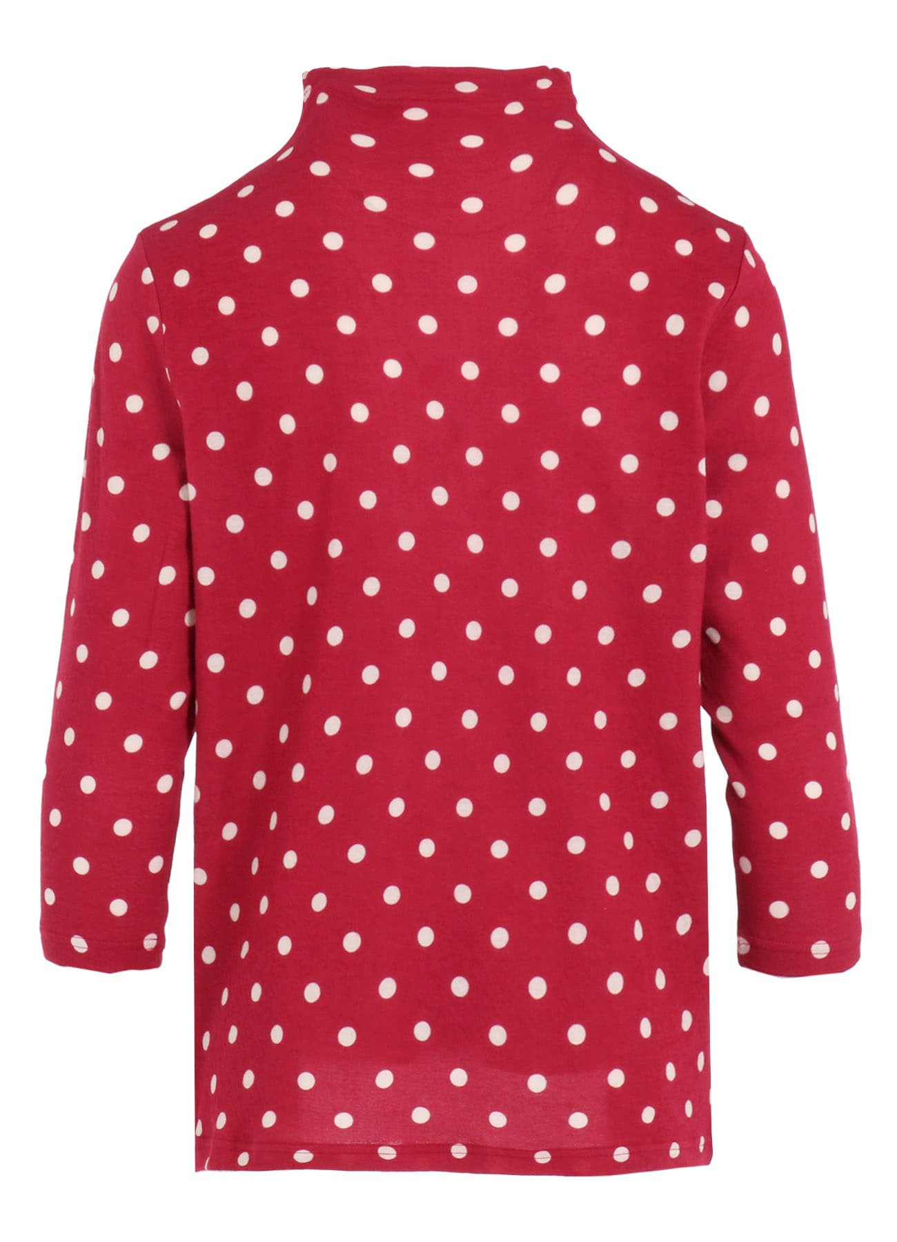80/1 DUAL-LAYER JERSEY DOT PRINT BOTTLE NECK 3/4 SLEEVE SHIRT