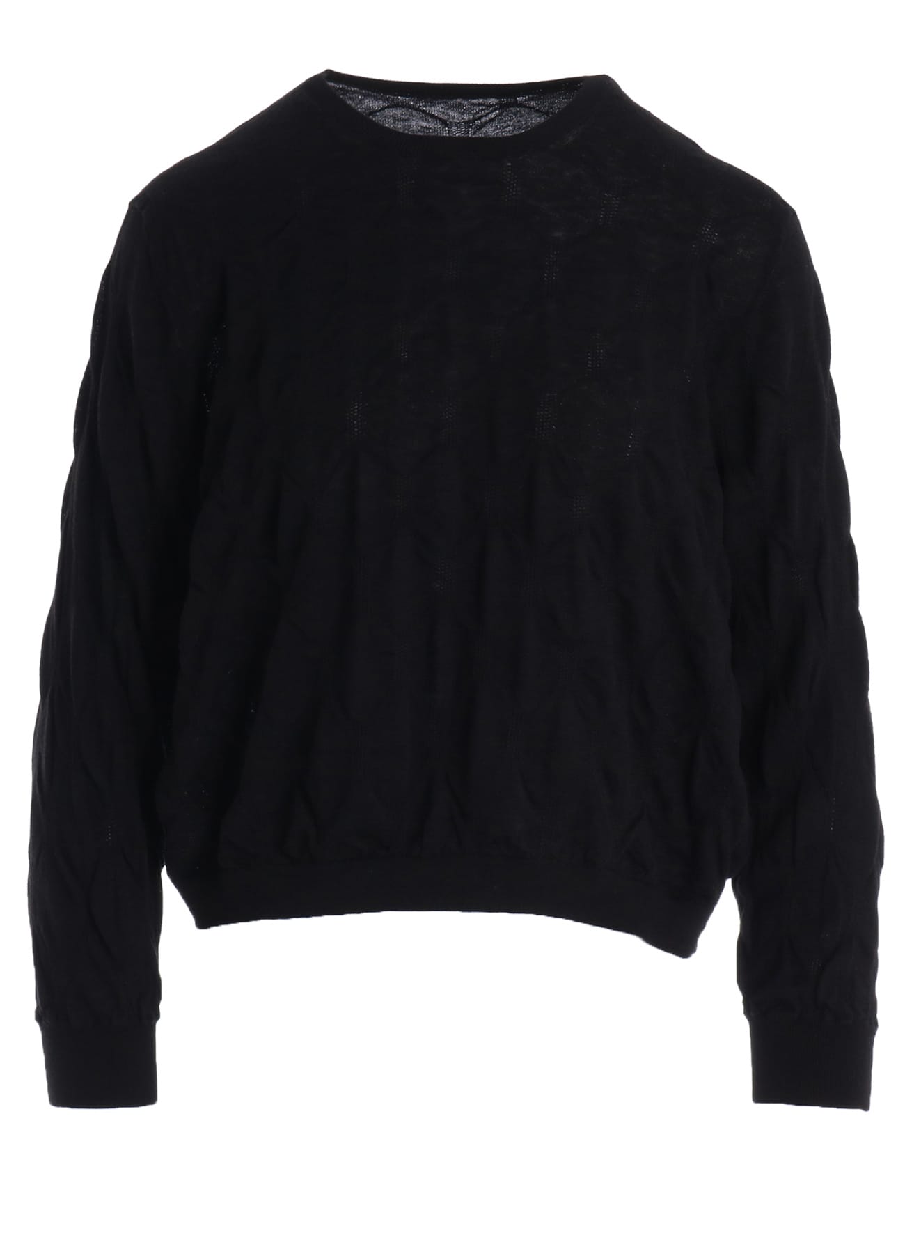 COTTON SILK SHIRRING KNIT PULLOVER