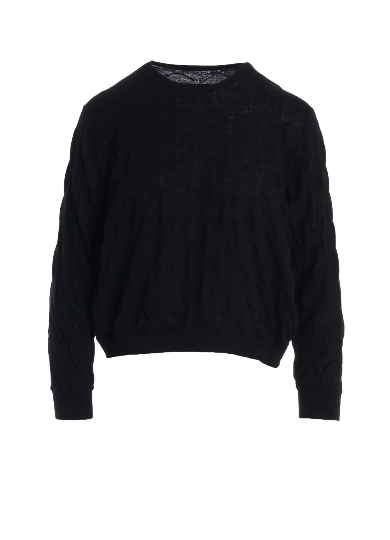 COTTON SILK SHIRRING KNIT PULLOVER