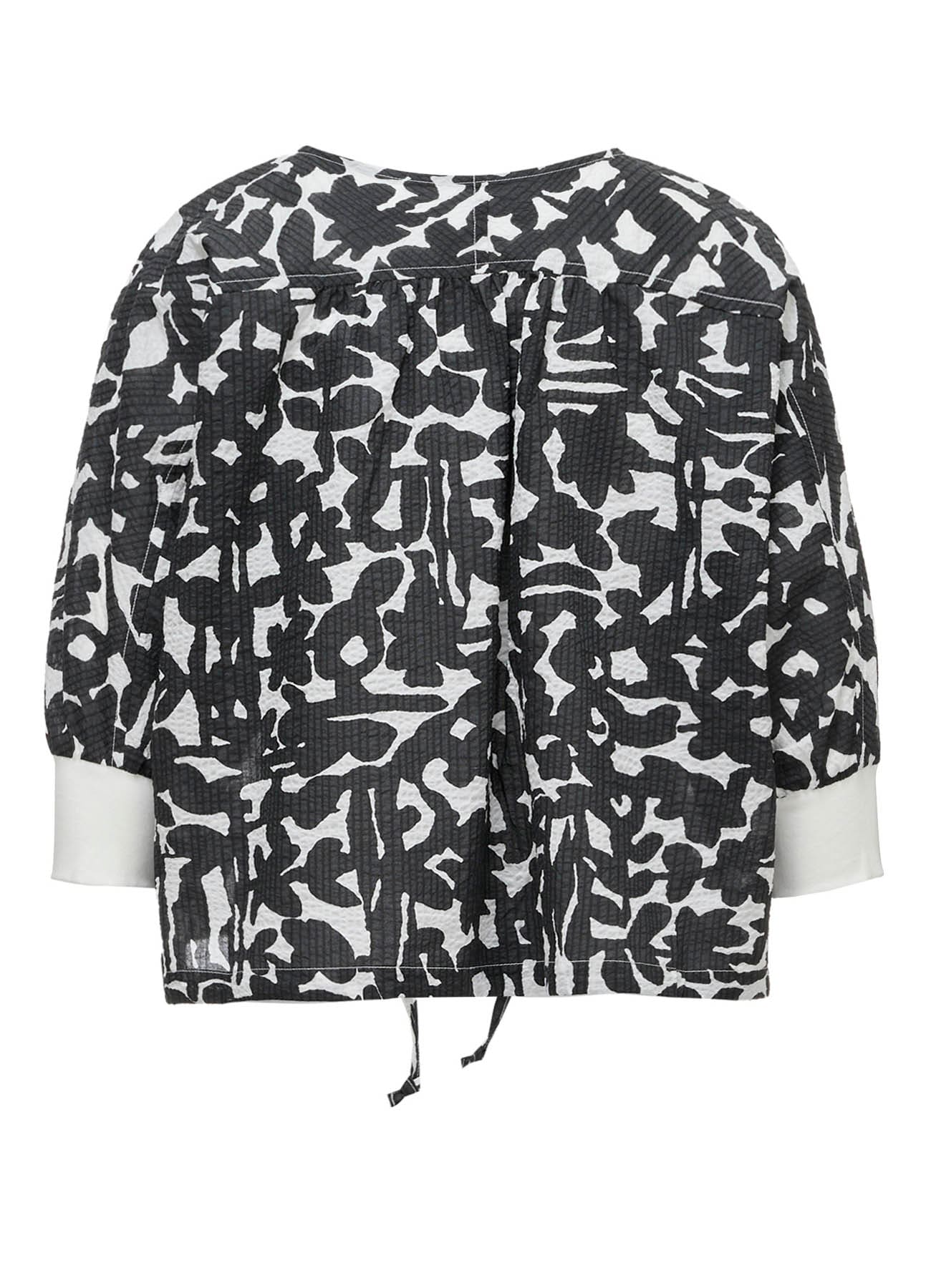 COTTON RIPPLE MOSAIC FLOWER PRINT SHIRT CARDIGAN