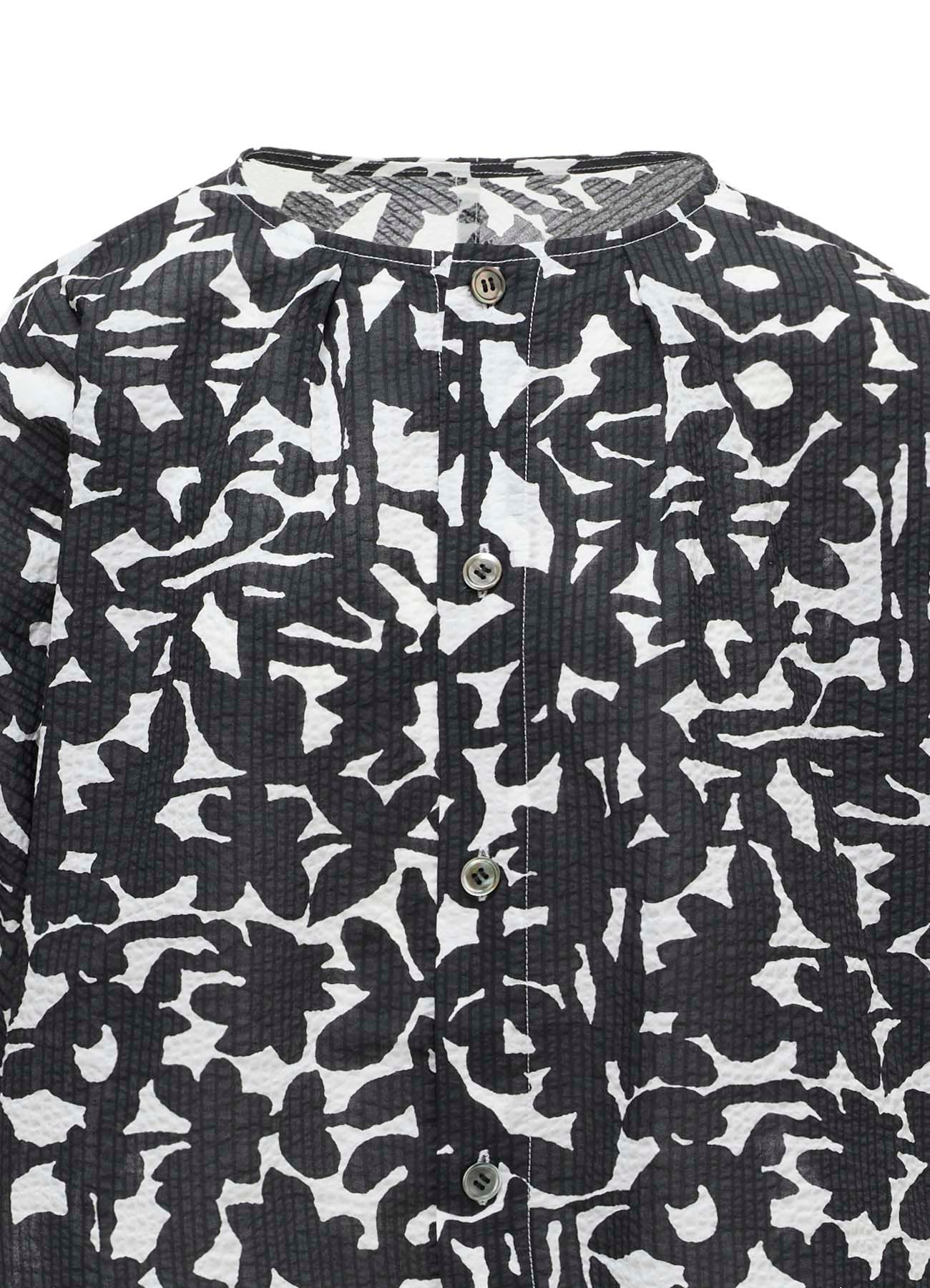 COTTON RIPPLE MOSAIC FLOWER PRINT SHIRT CARDIGAN