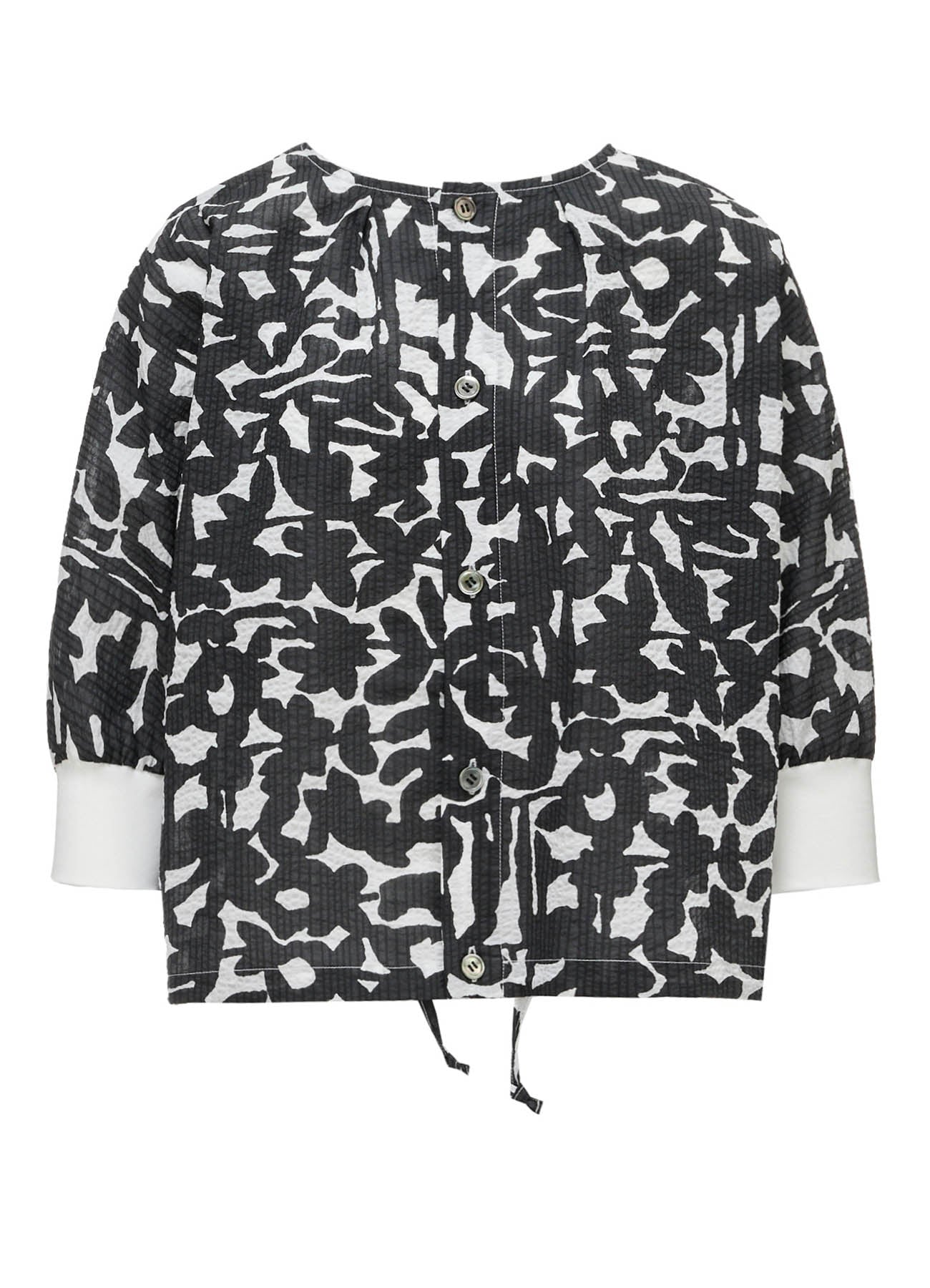 COTTON RIPPLE MOSAIC FLOWER PRINT SHIRT CARDIGAN