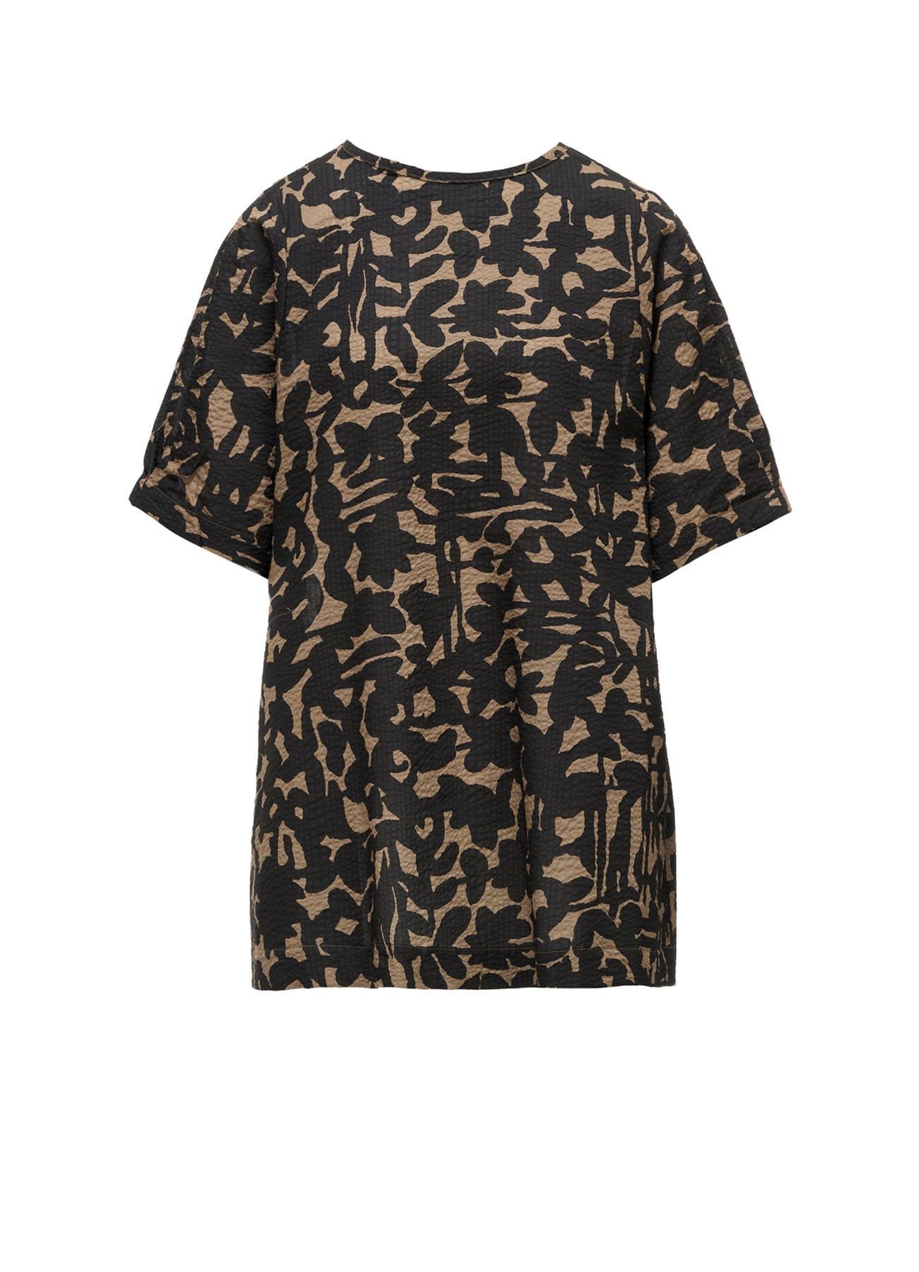 POLYESTER VIELLA FLOWER PRINT ASYMMETRIC PULLOVER(FREE SIZE Gray