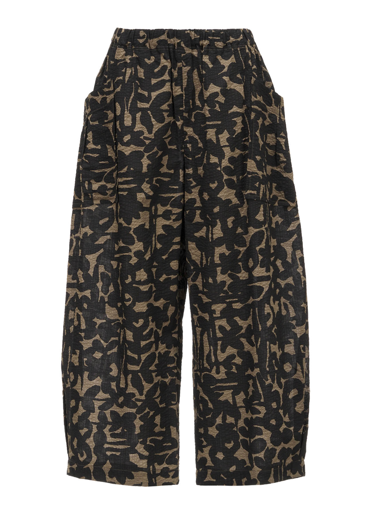 COTTON RIPPLE MOSAIC FLOWER PRINT PANTS