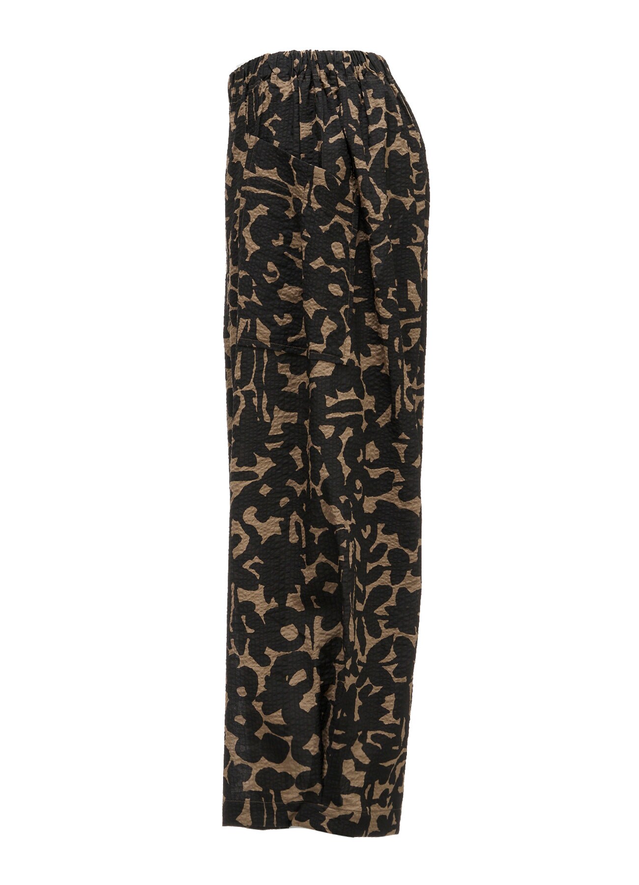 COTTON RIPPLE MOSAIC FLOWER PRINT PANTS