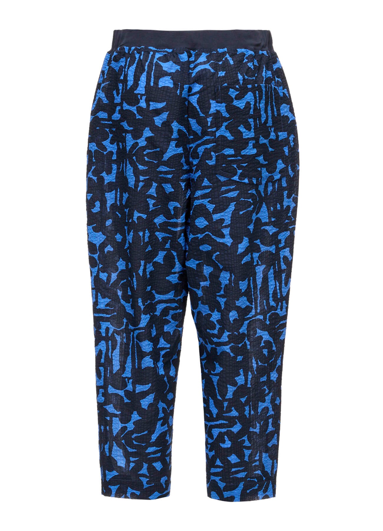 COTTON RIPPLE MOSAIC FLOWER PRINT HEM SLIT PANTS
