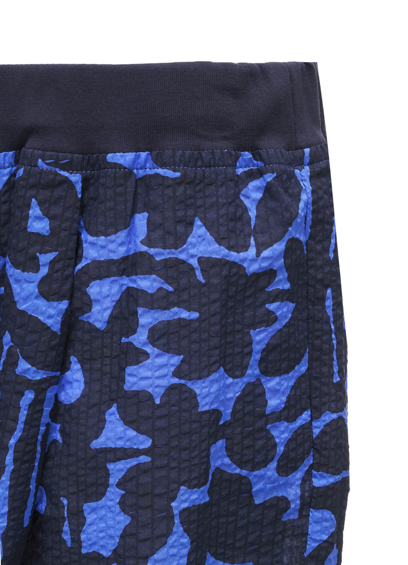 COTTON RIPPLE MOSAIC FLOWER PRINT HEM SLIT PANTS