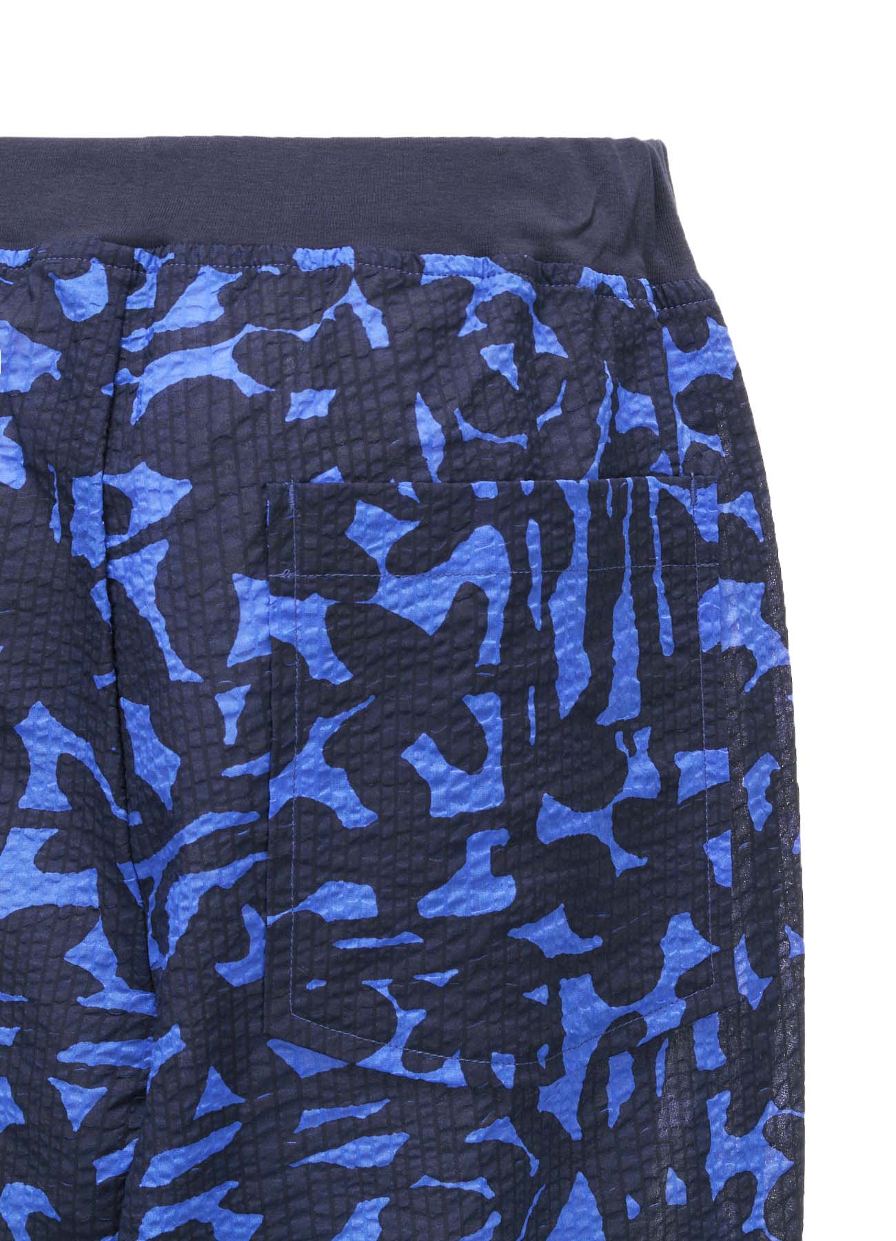 COTTON RIPPLE MOSAIC FLOWER PRINT HEM SLIT PANTS