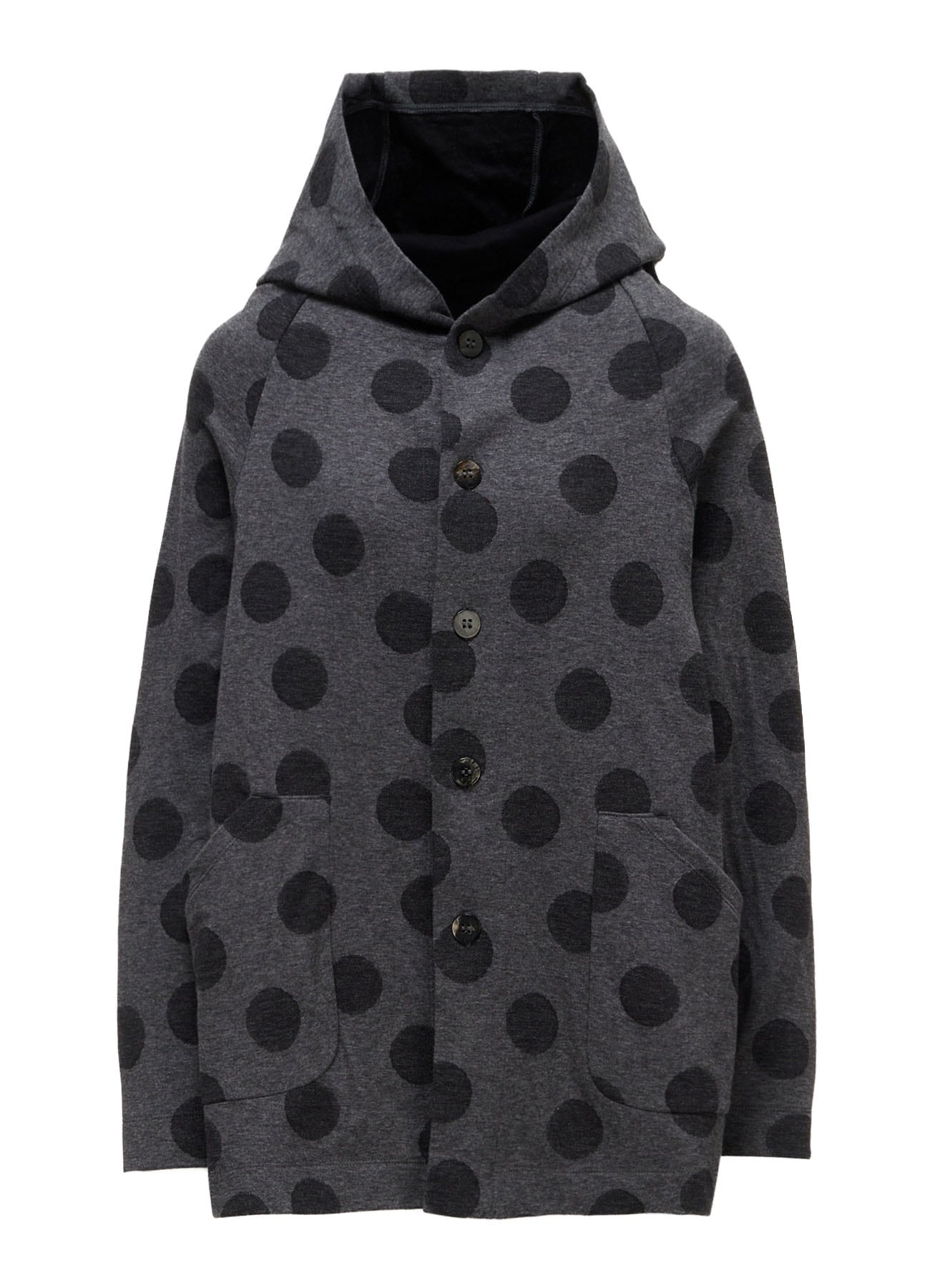40/30 DUAL-LAYER DOT JACQUARD HOOD CARDIGAN