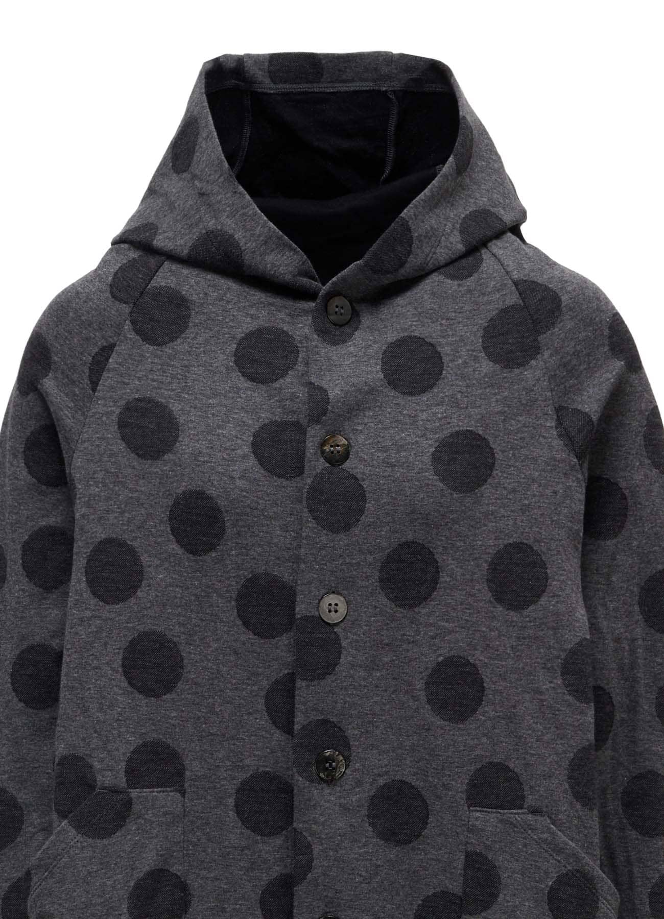 40/30 DUAL-LAYER DOT JACQUARD HOOD CARDIGAN