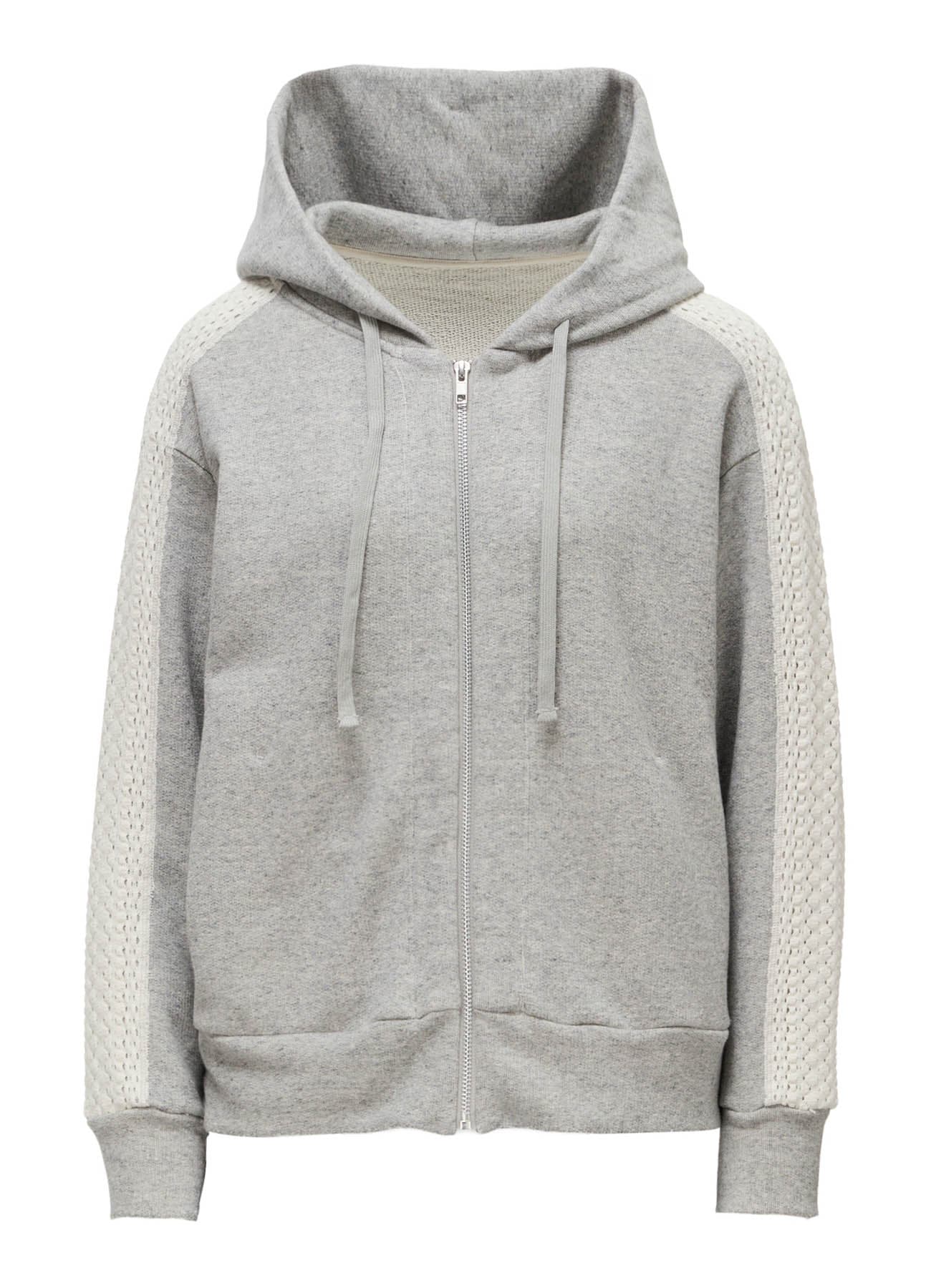 COTTON CELLULOSE FLEECE + LACE HOODIE