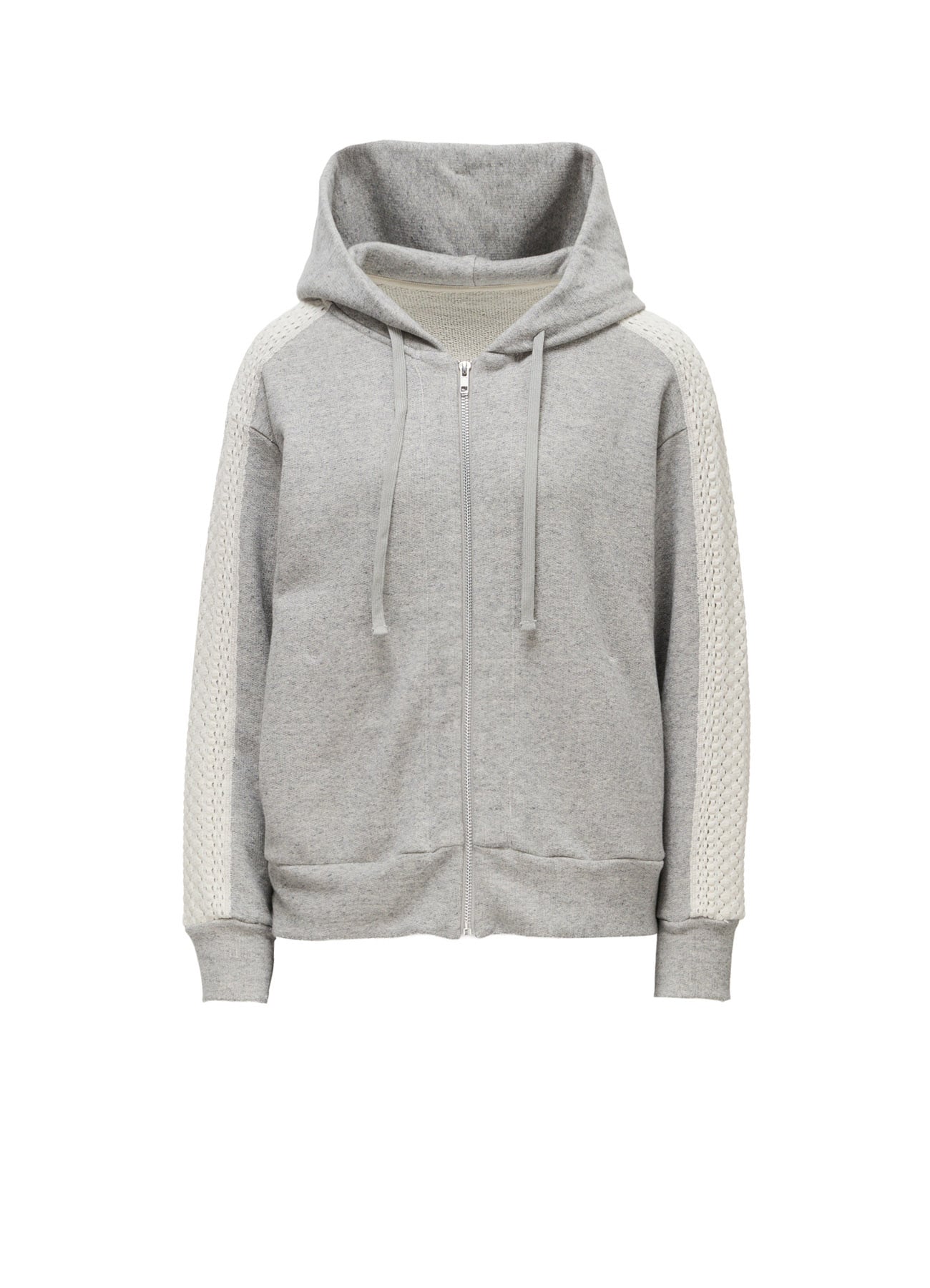 COTTON CELLULOSE FLEECE + LACE HOODIE