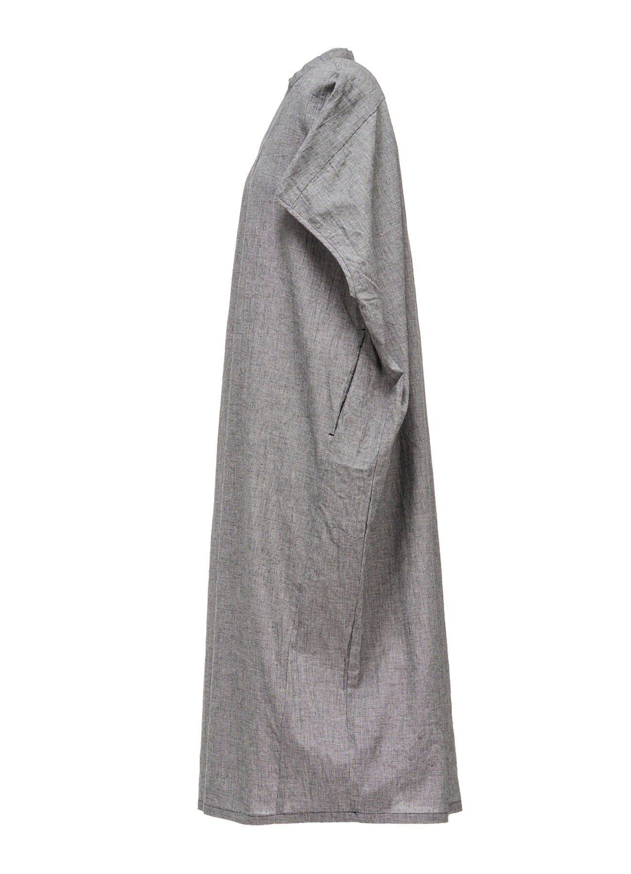 COTTON LINEN WASHER SLIT NECK ONE PIECE