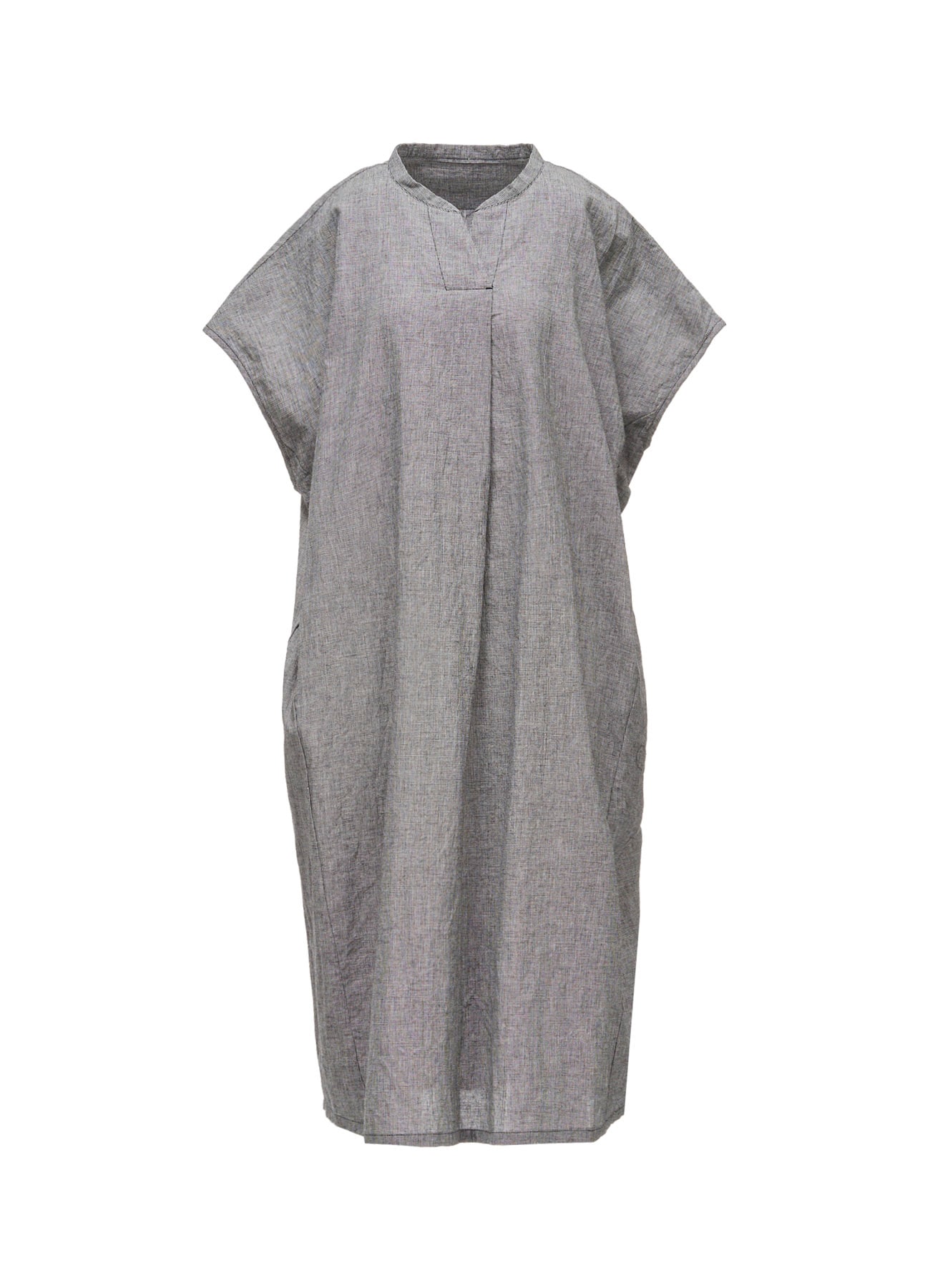 COTTON LINEN WASHER SLIT NECK ONE PIECE