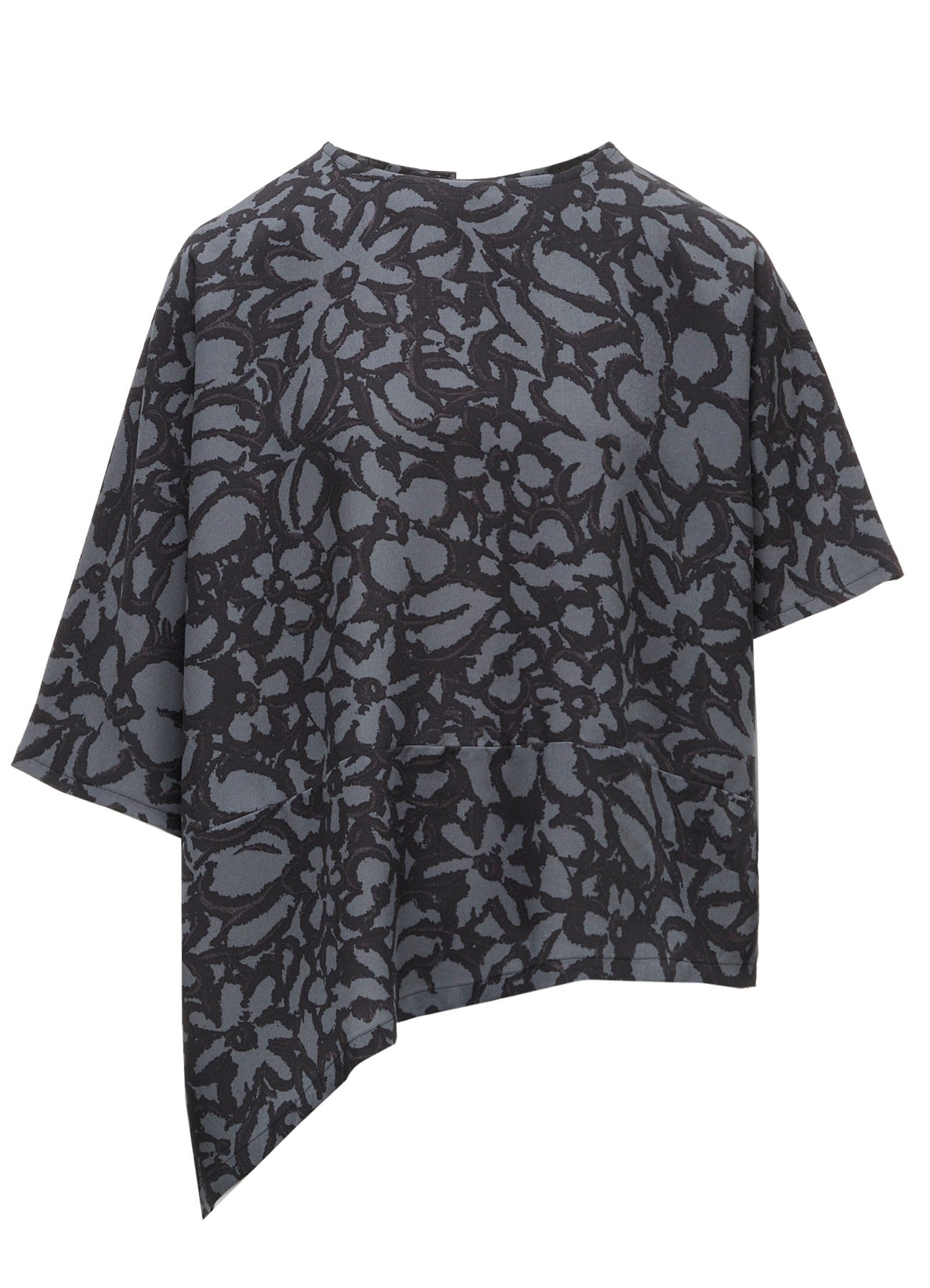 POLYESTER VIELLA FLOWER PRINT ASYMMETRIC PULLOVER