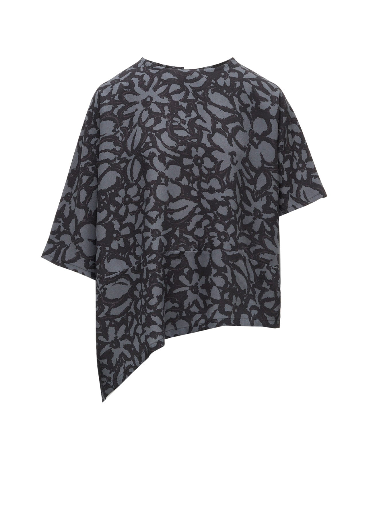 POLYESTER VIELLA FLOWER PRINT ASYMMETRIC PULLOVER