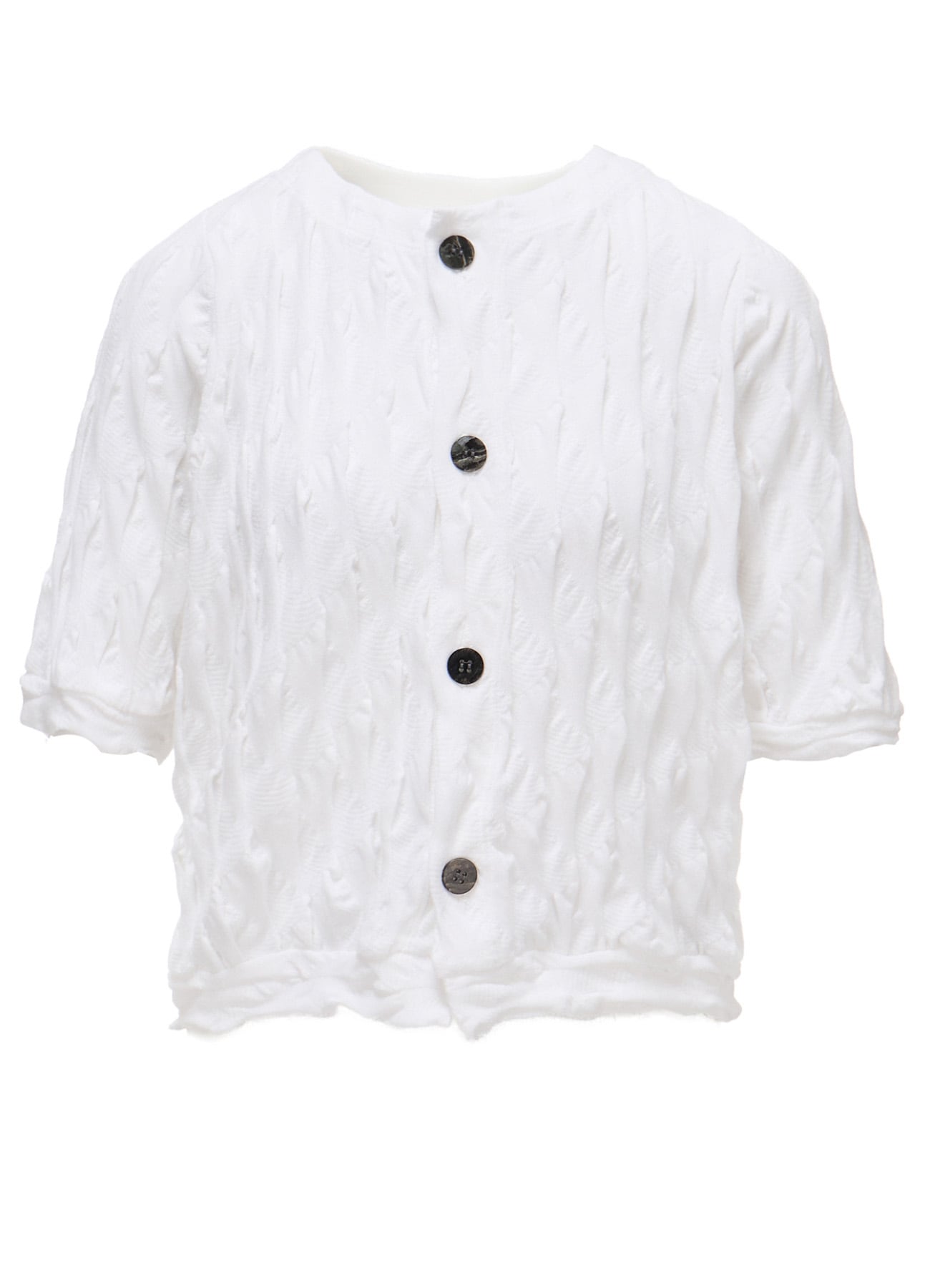 HARD TWIST JACQUARD HALF SLEEVE CARDIGAN