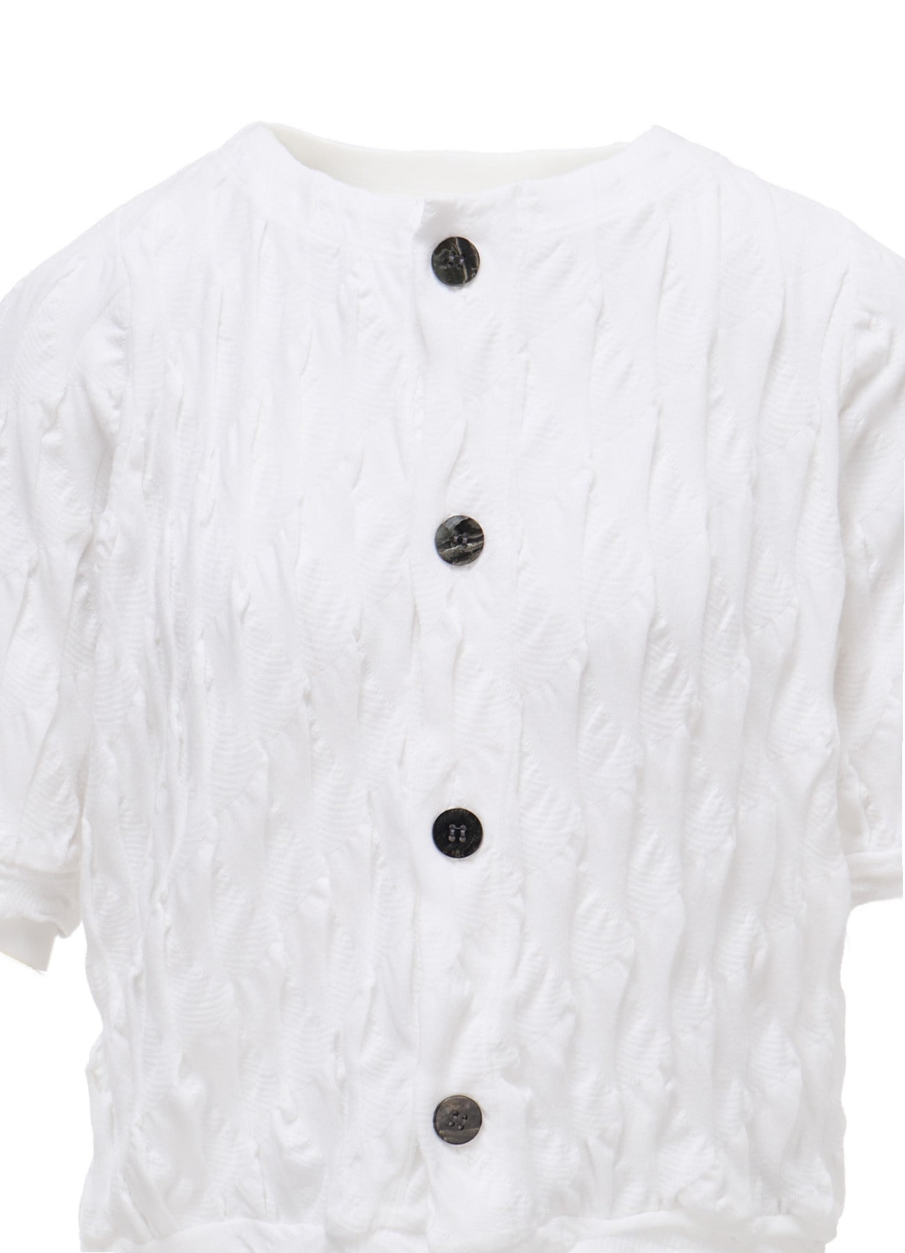 HARD TWIST JACQUARD HALF SLEEVE CARDIGAN