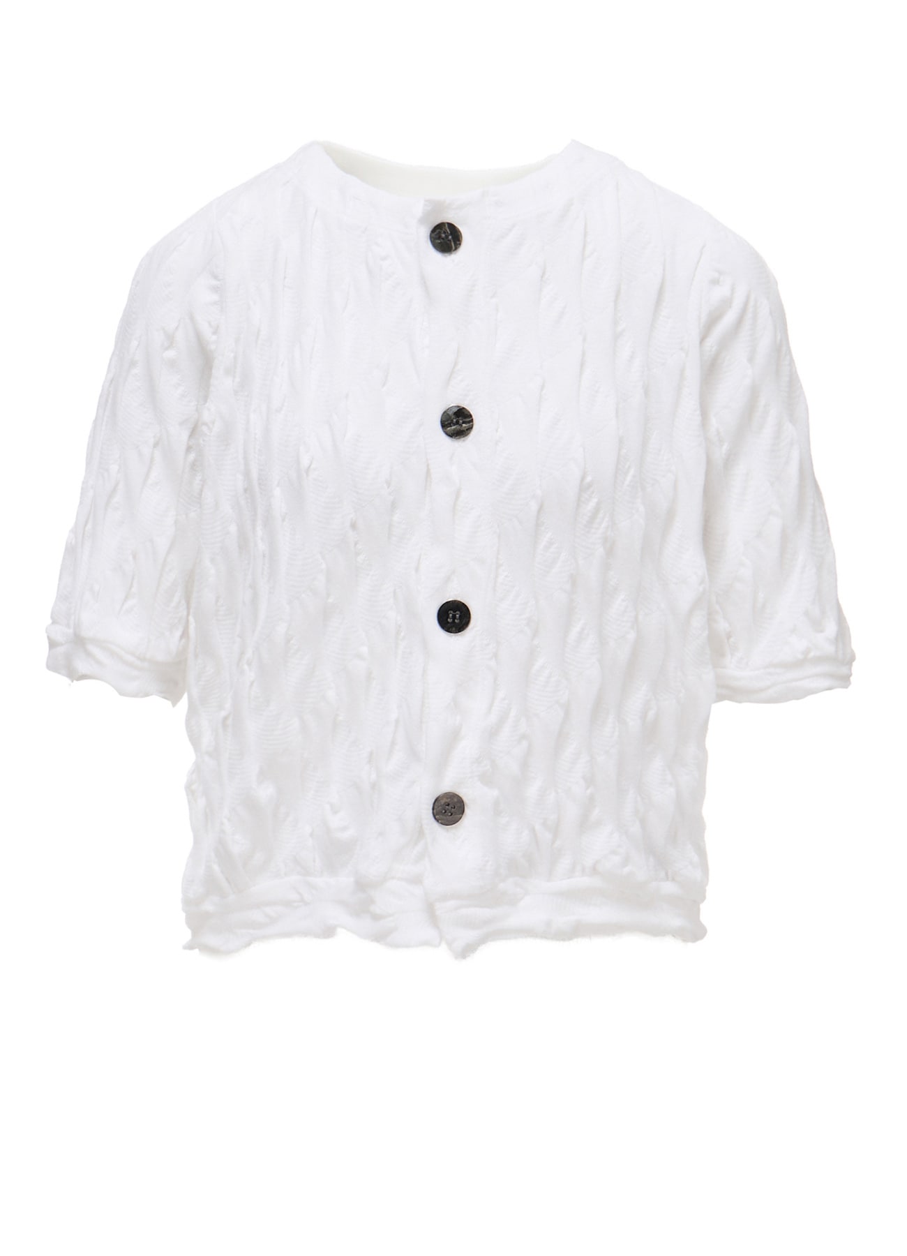 HARD TWIST JACQUARD HALF SLEEVE CARDIGAN