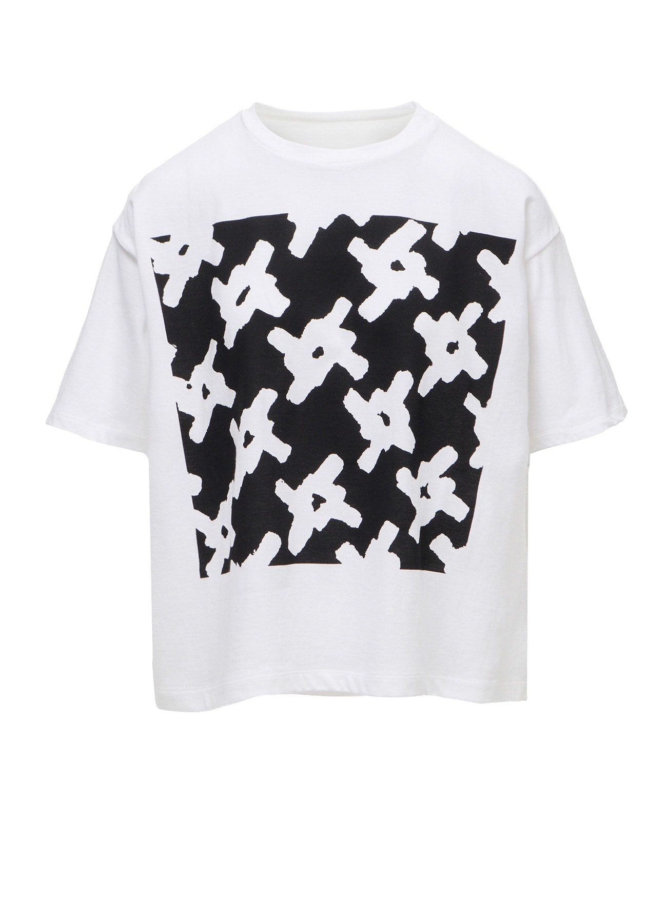 COTTON JERSEY HOUNDSTOOTH PRINT T-SHIRT