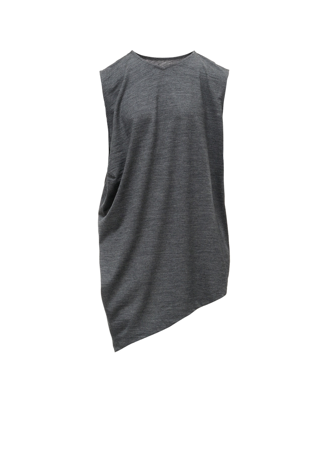WASHABLE WOOL JERSEY ASYMMETRIC HEM VEST