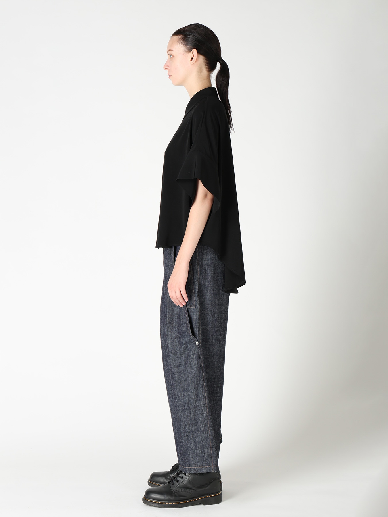 TA/PE CREPE DE CHINE SHORT CUFFS BLOUSE