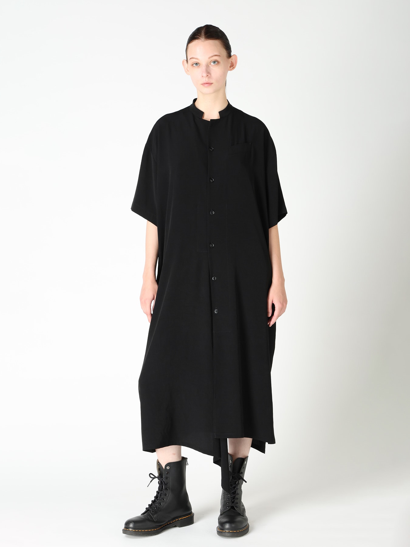 TA/PE CREPE DE CHINE  HALF SLEEVE BOX SHIRT DRESS