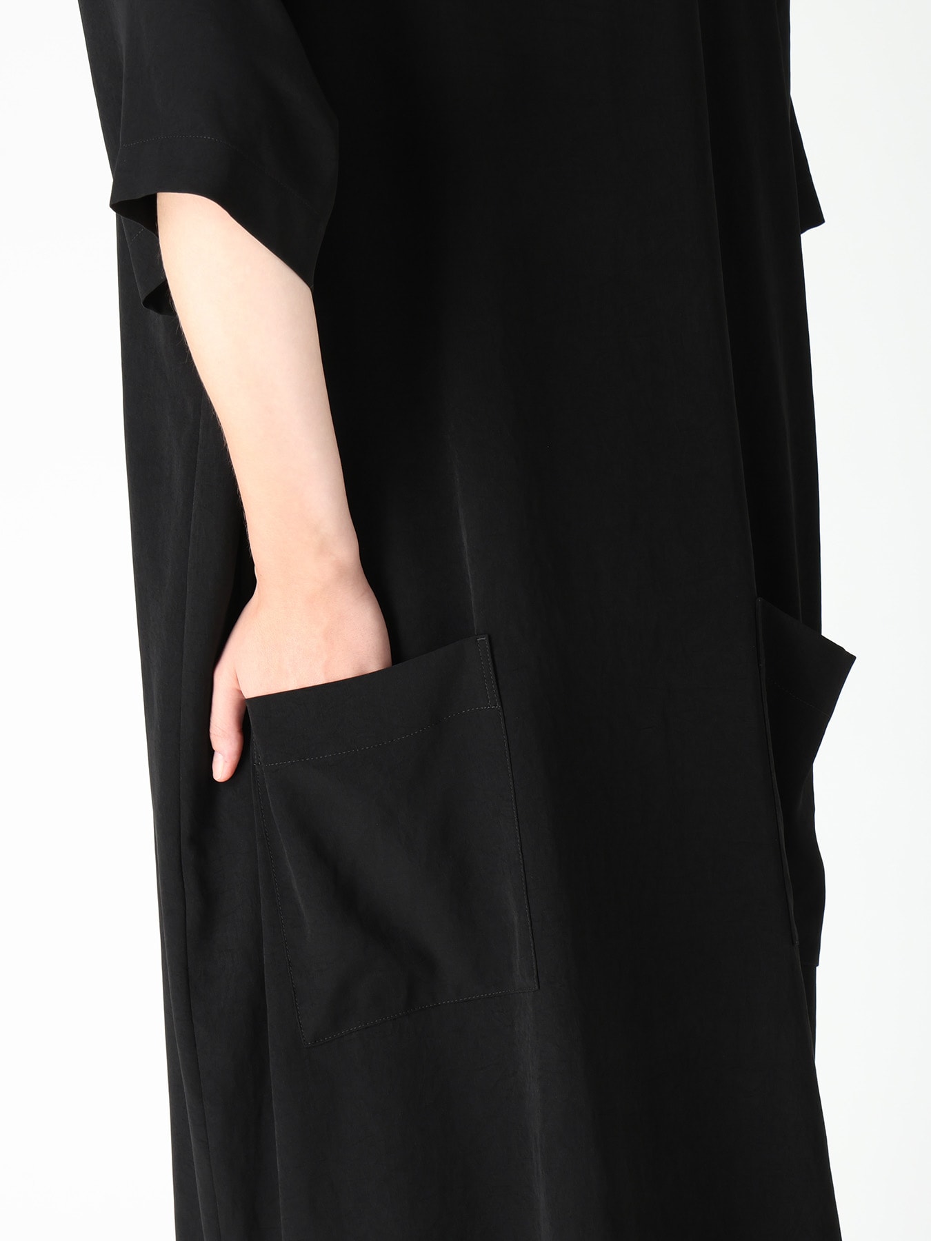 TA/PE CREPE DE CHINE  HALF SLEEVE BOX SHIRT DRESS