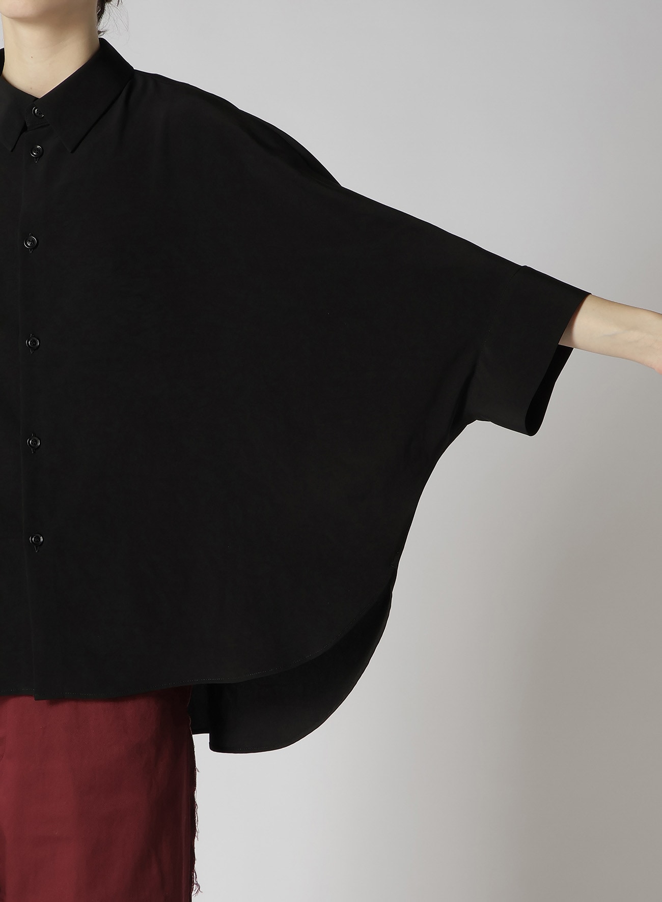 CREPE de CHINE HALF SLEEVE CAPE BLOUSE