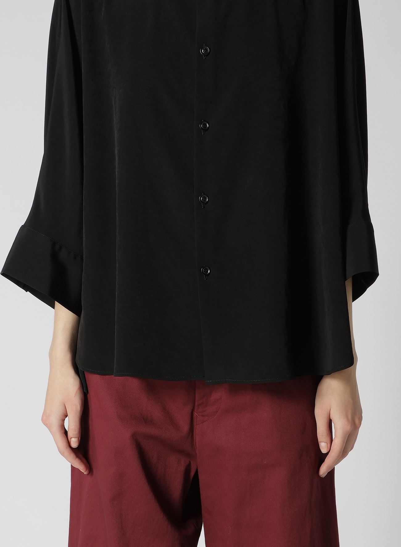 CREPE de CHINE HALF SLEEVE CAPE BLOUSE