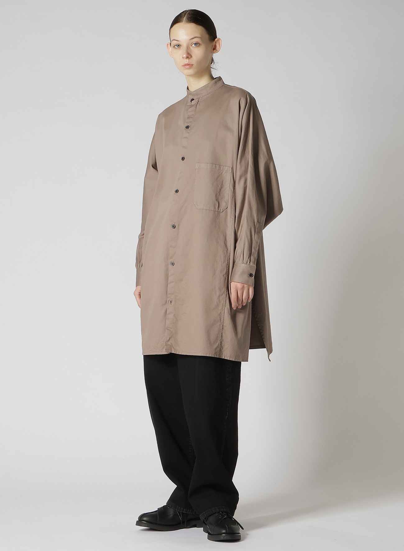 [Y's BORN PRODUCT] COTTON TWILL DEFORMED SLEEVE SHIRT