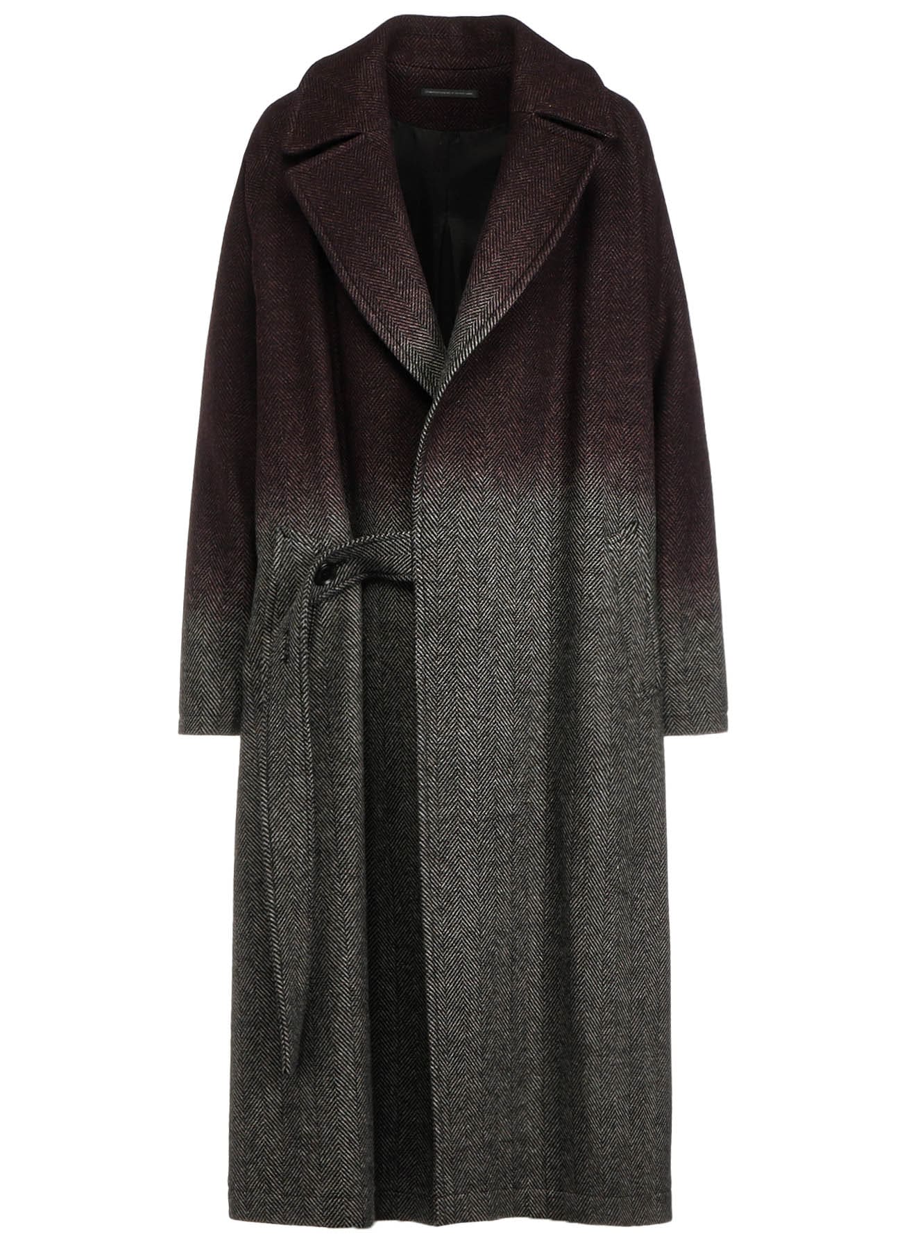 WOOL HERRINGBONE GRADATION LONG COAT