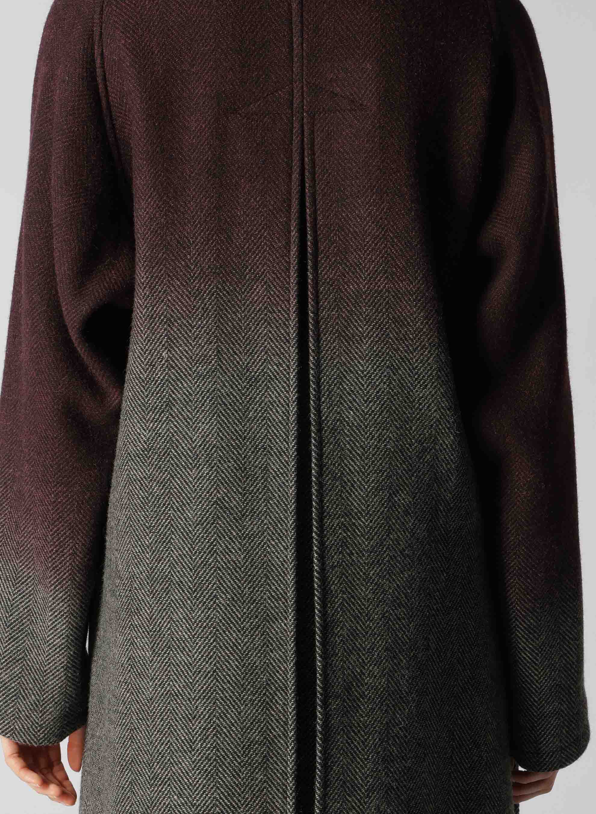 WOOL HERRINGBONE GRADATION LONG COAT