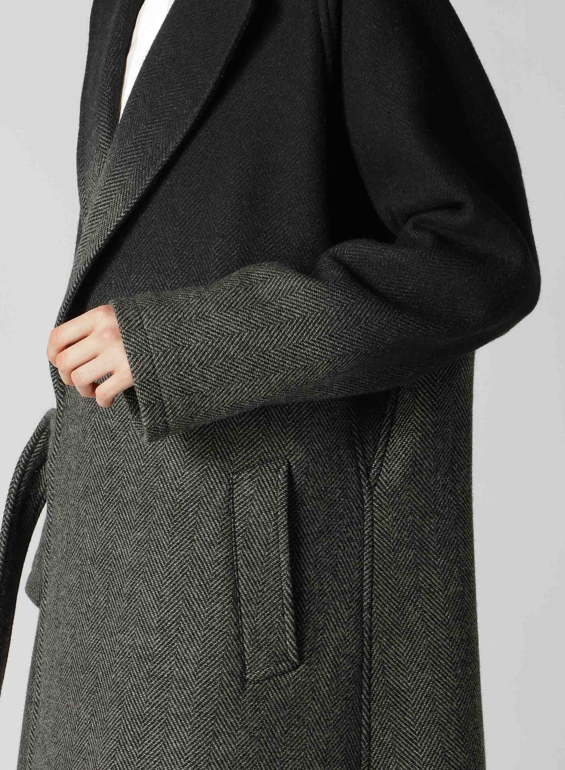 【9/20 12:00 Release】WOOL HERRINGBONE GRADATION LONG COAT