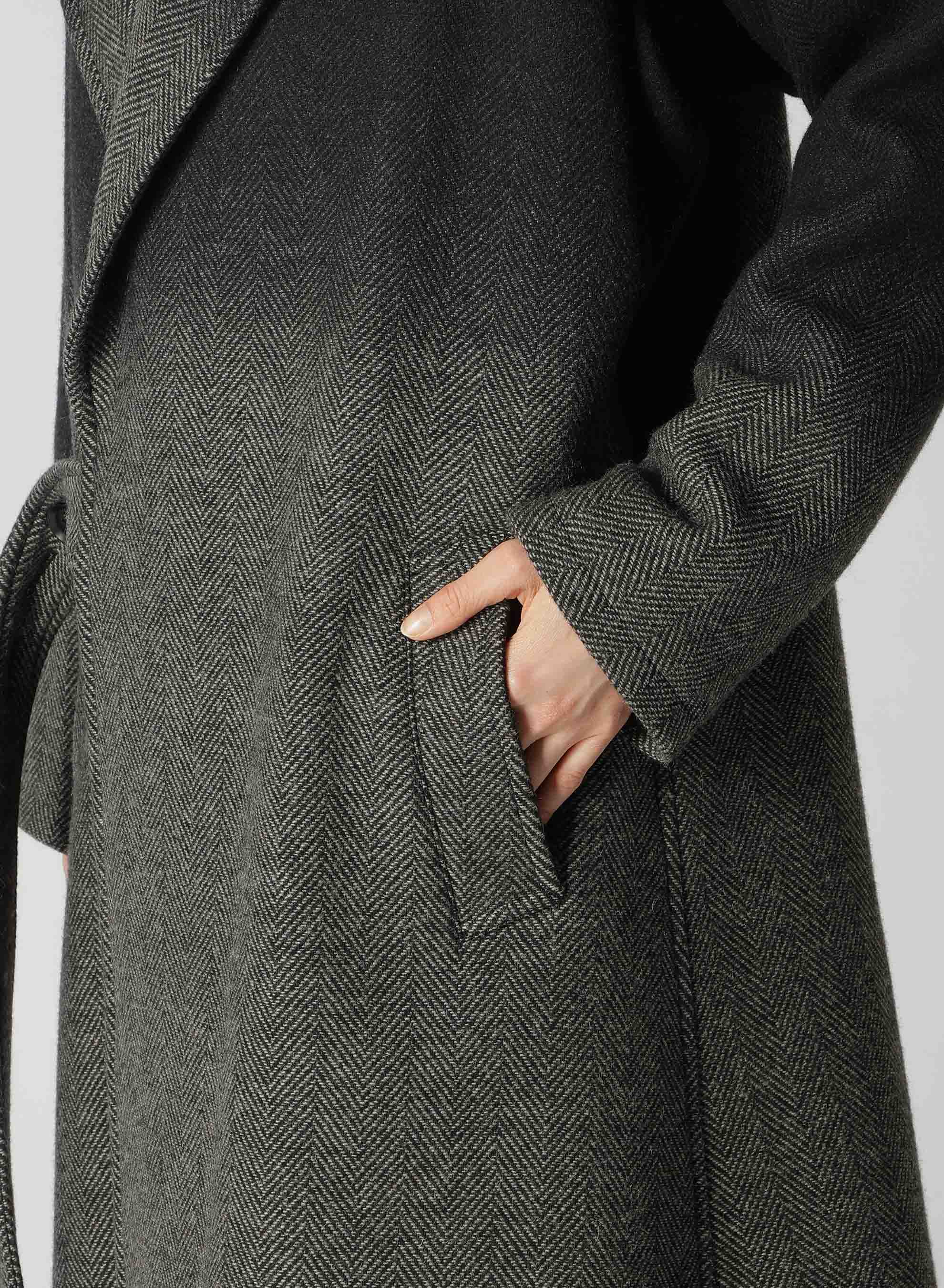 【9/20 12:00 Release】WOOL HERRINGBONE GRADATION LONG COAT