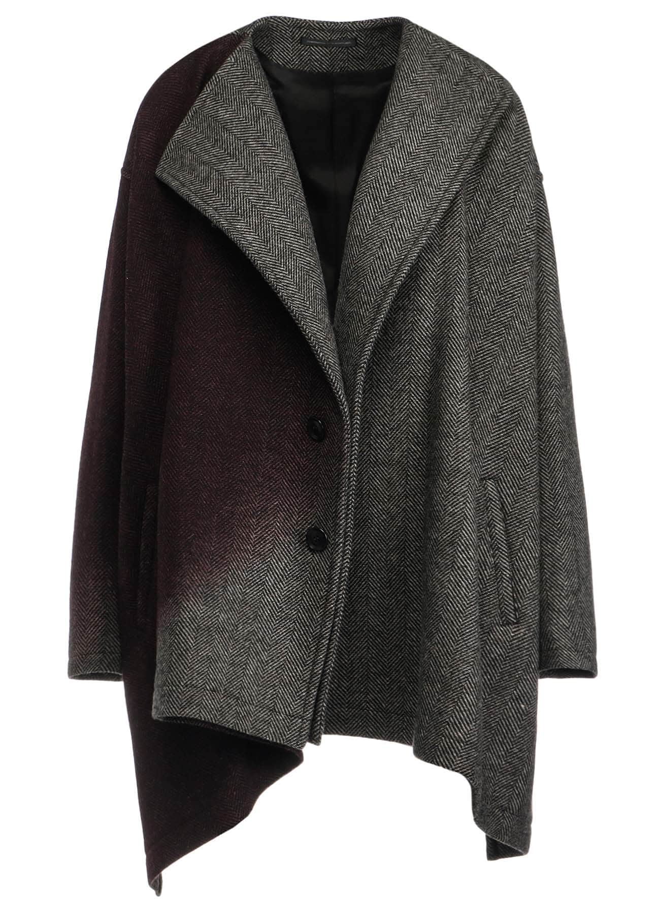 【9/20 12:00 Release】WOOL HERRINGBONE GRADATION COLLARLESS COAT