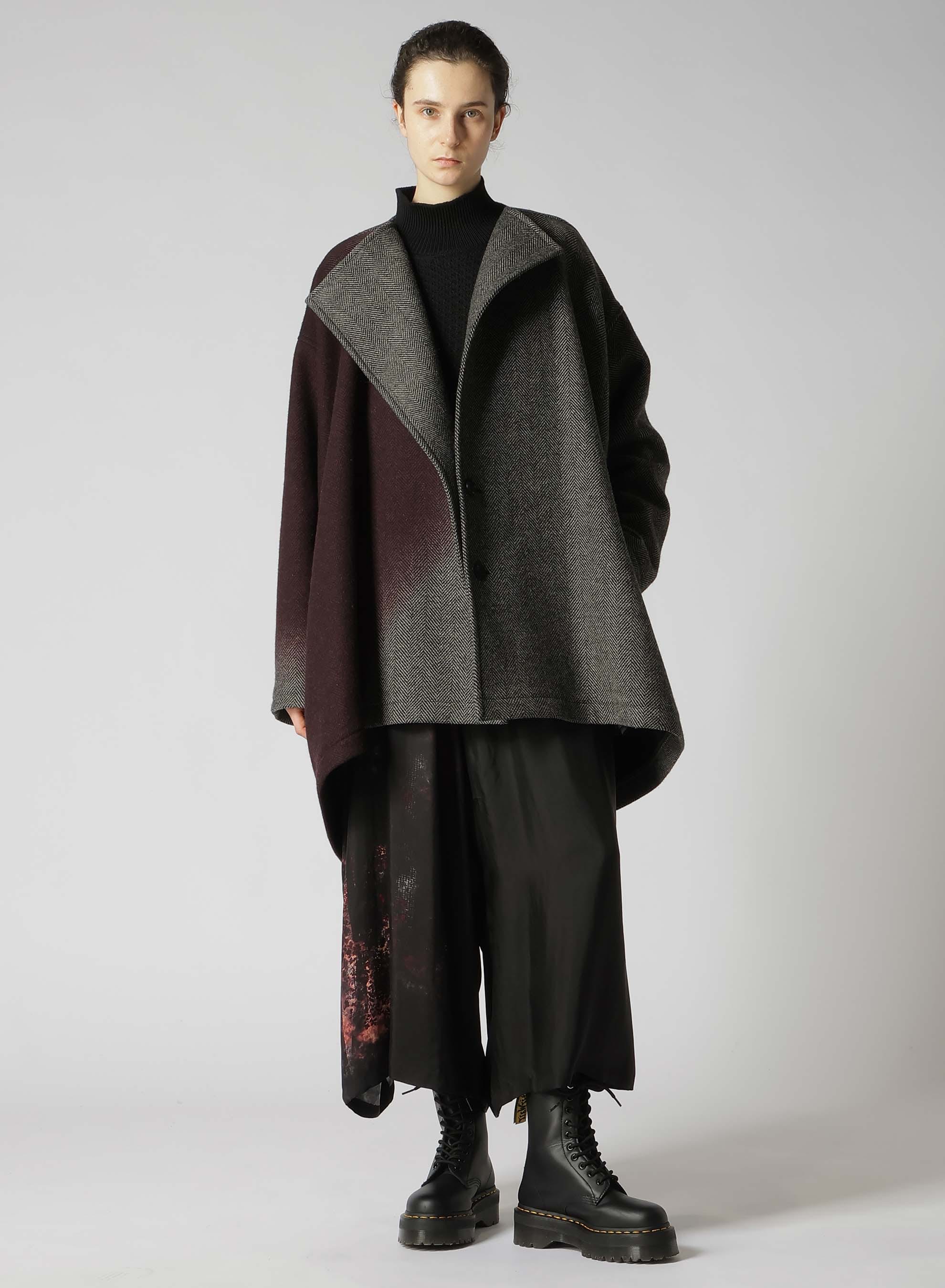 【9/20 12:00 Release】WOOL HERRINGBONE GRADATION COLLARLESS COAT