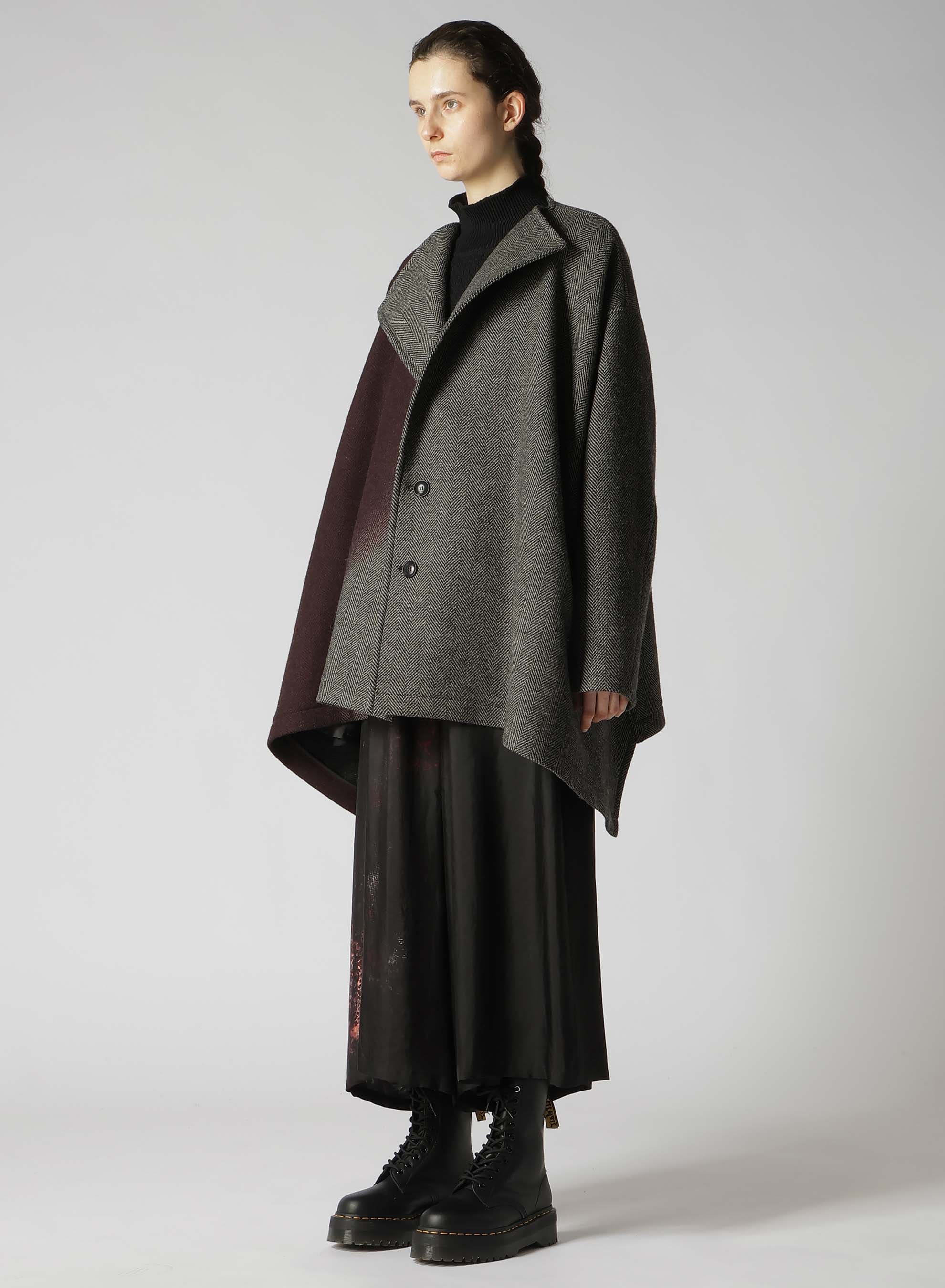 【9/20 12:00 Release】WOOL HERRINGBONE GRADATION COLLARLESS COAT