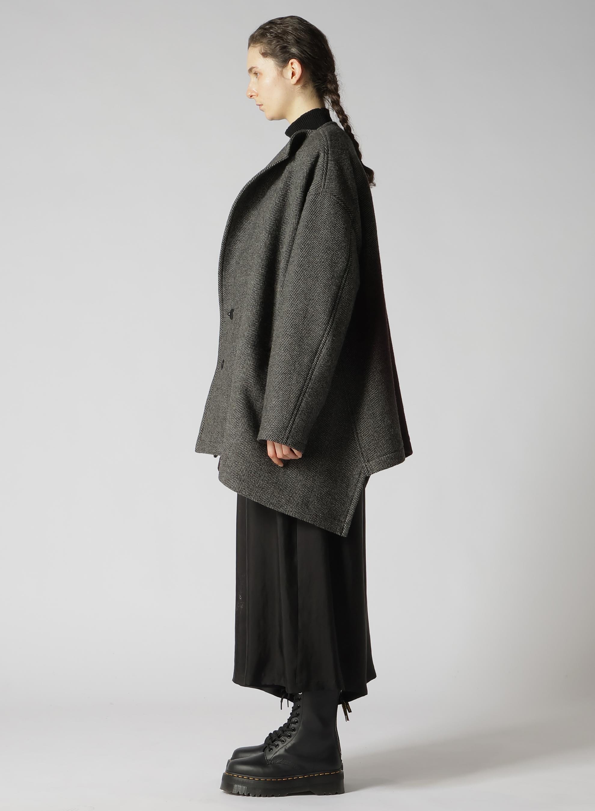 【9/20 12:00 Release】WOOL HERRINGBONE GRADATION COLLARLESS COAT