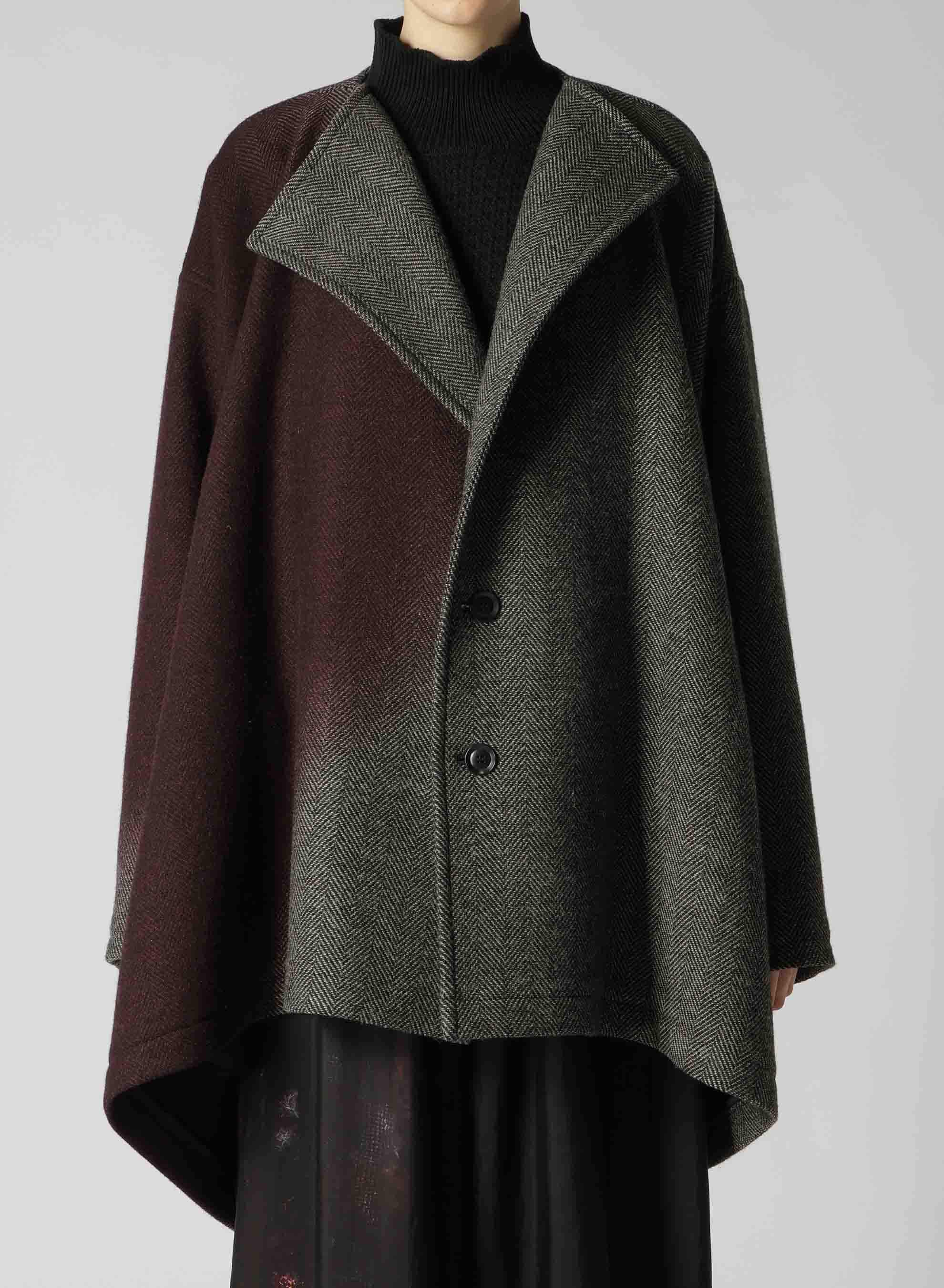 【9/20 12:00 Release】WOOL HERRINGBONE GRADATION COLLARLESS COAT