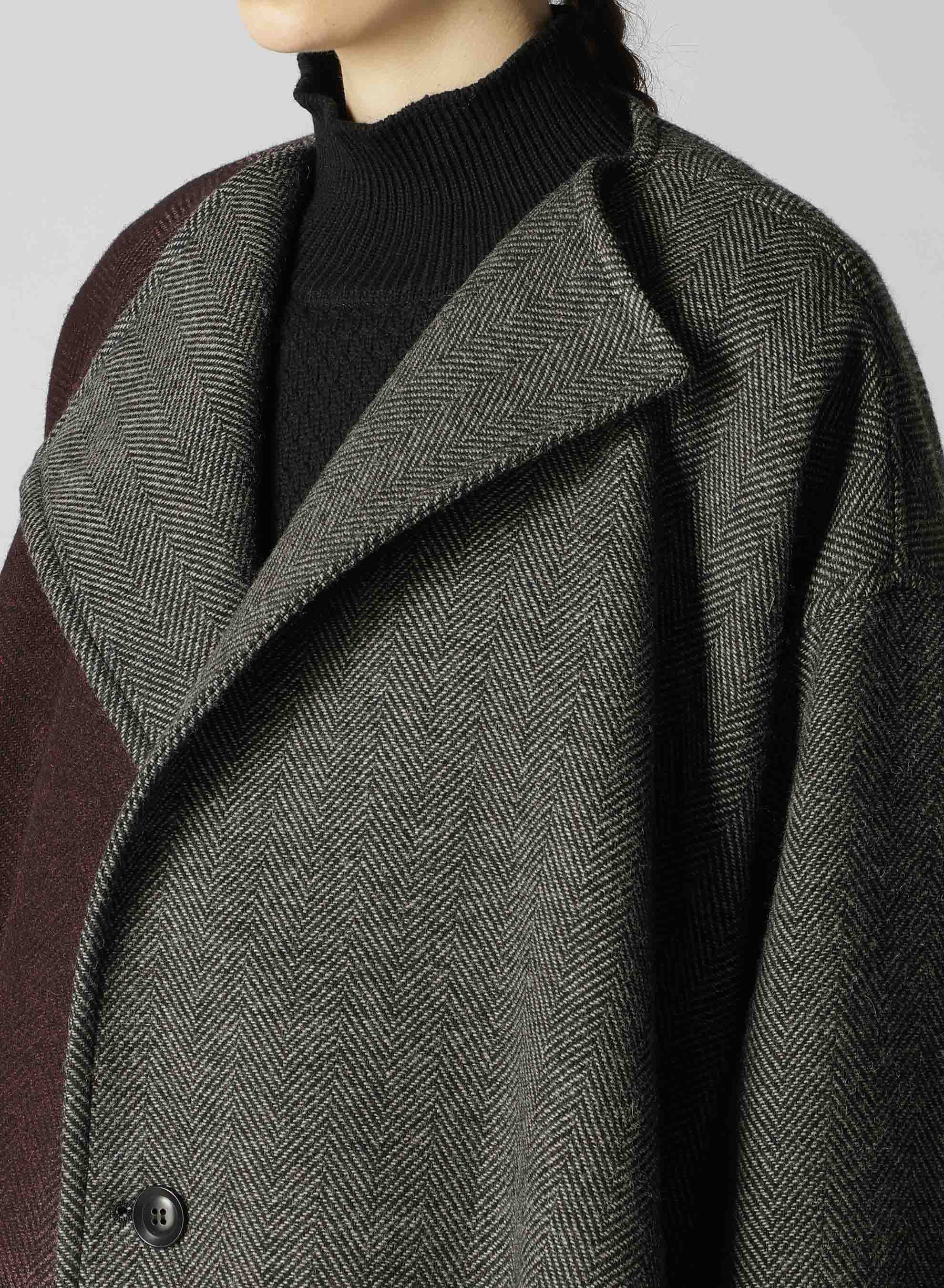 【9/20 12:00 Release】WOOL HERRINGBONE GRADATION COLLARLESS COAT