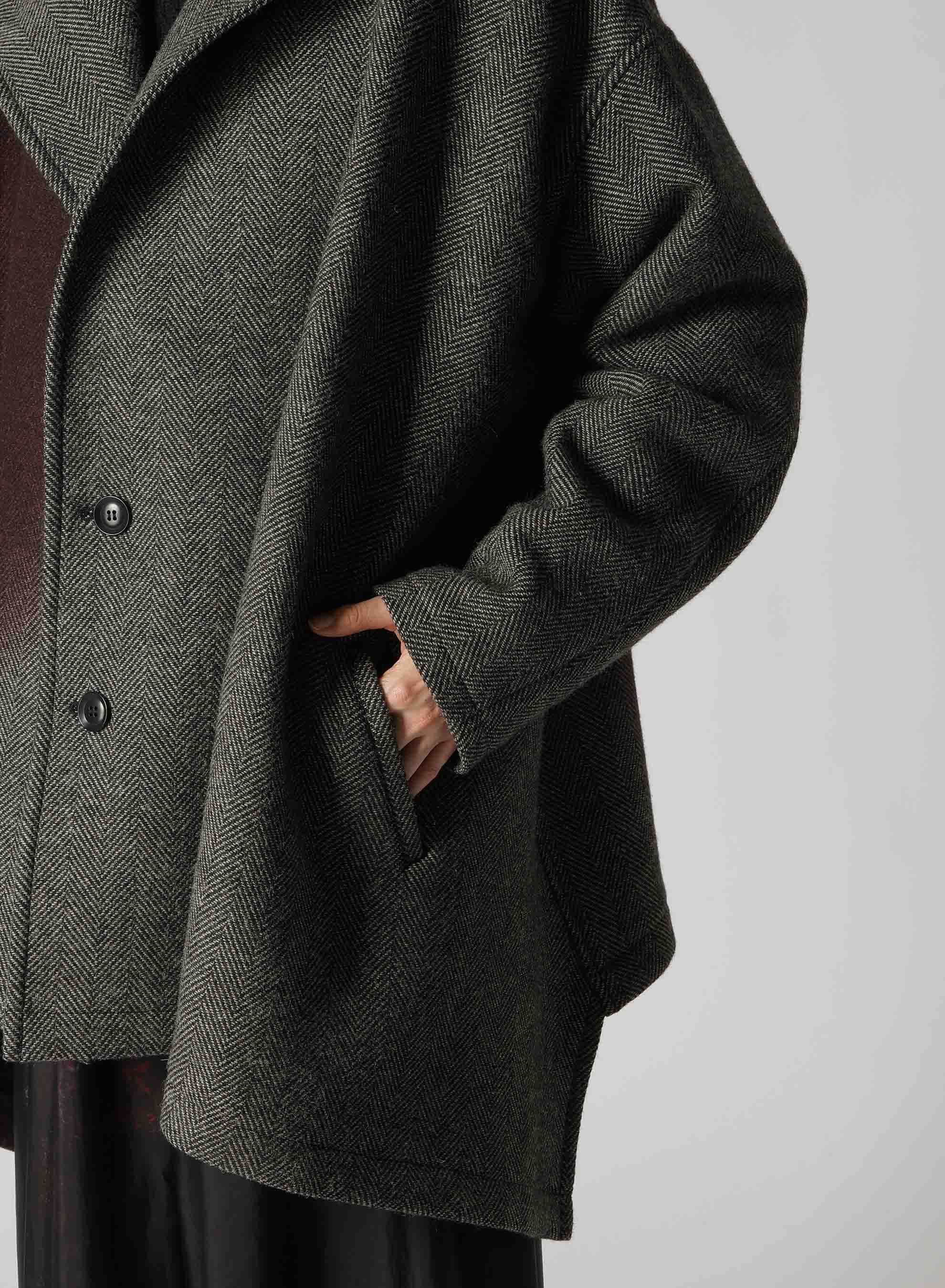 【9/20 12:00 Release】WOOL HERRINGBONE GRADATION COLLARLESS COAT