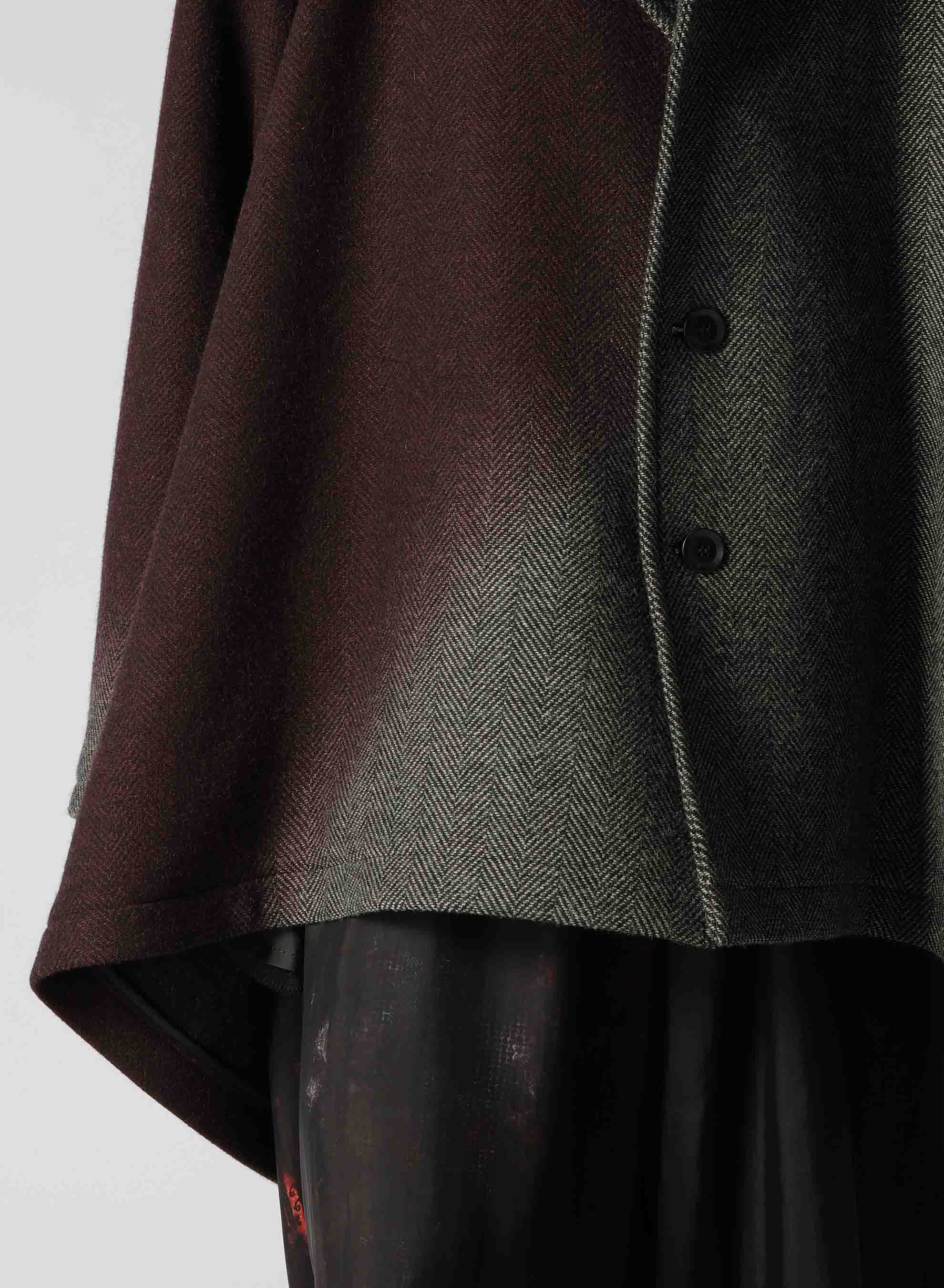 【9/20 12:00 Release】WOOL HERRINGBONE GRADATION COLLARLESS COAT