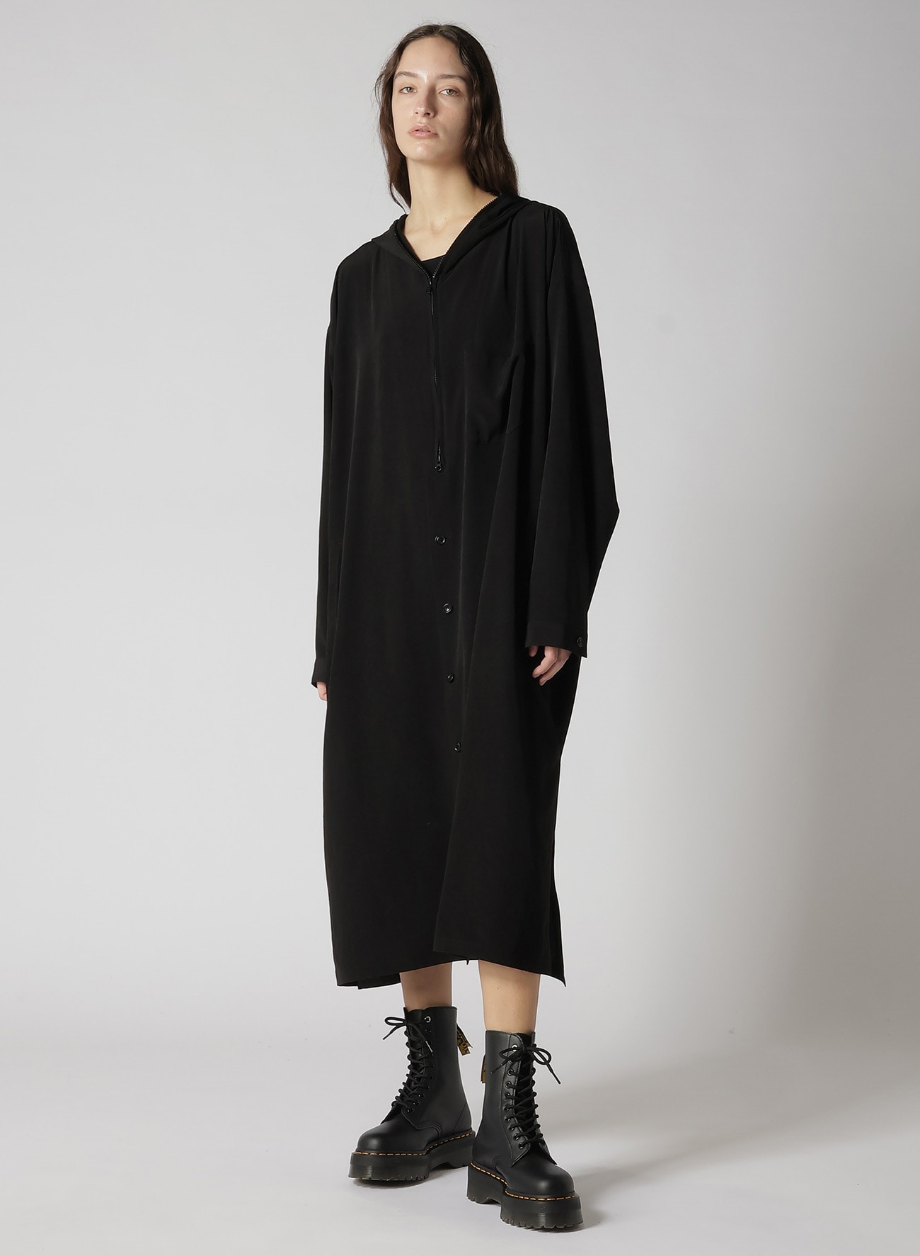 CREPE de CHINE HOODED COAT