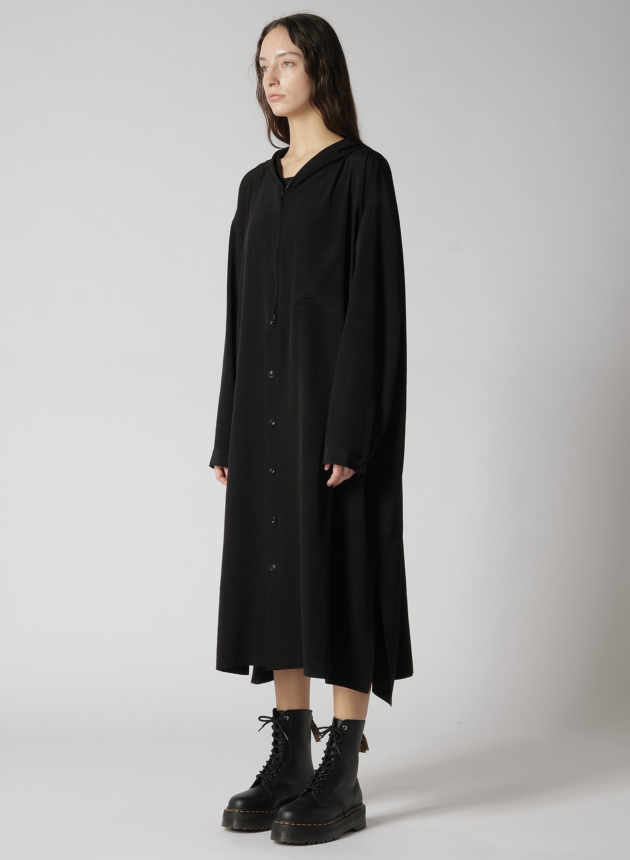 CREPE de CHINE HOODED COAT