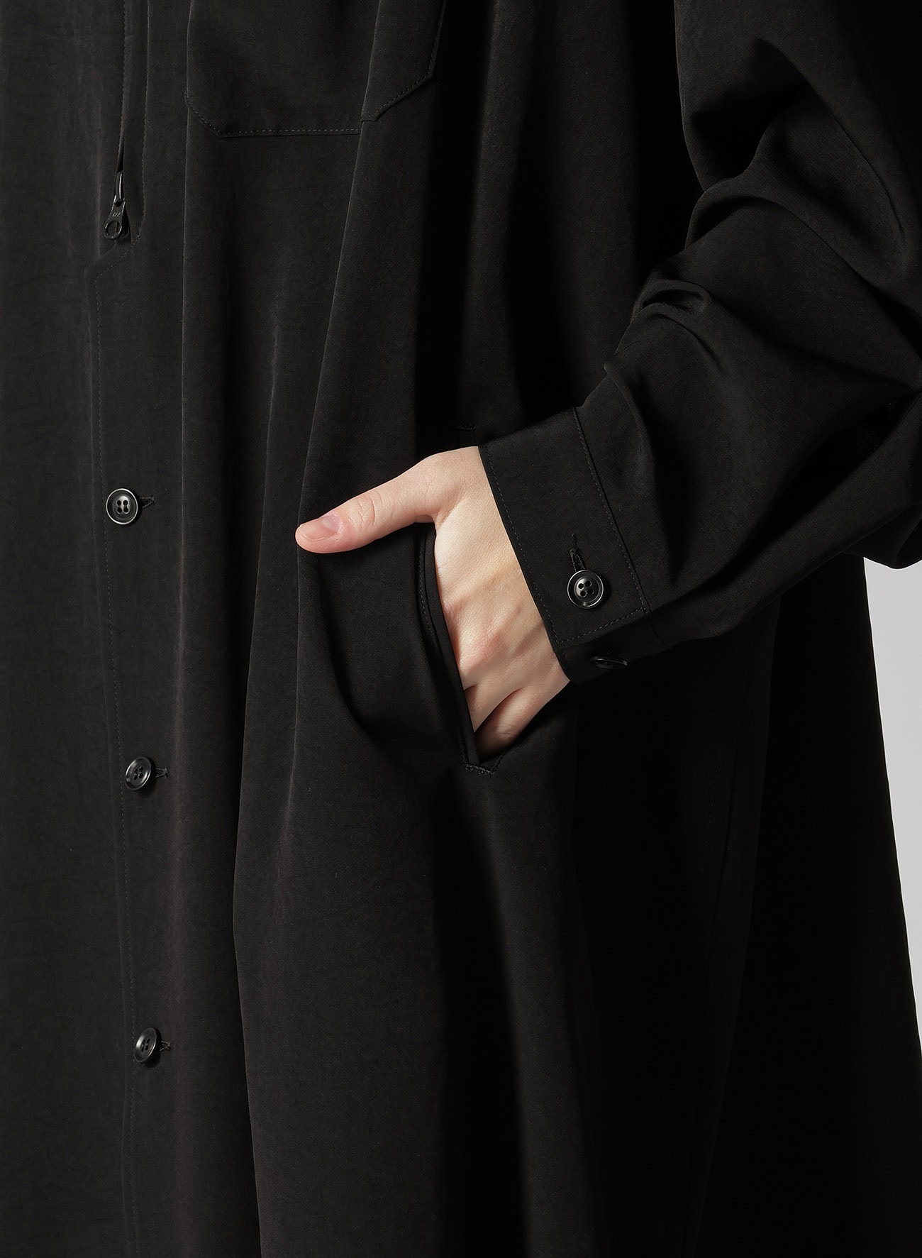 CREPE de CHINE HOODED COAT