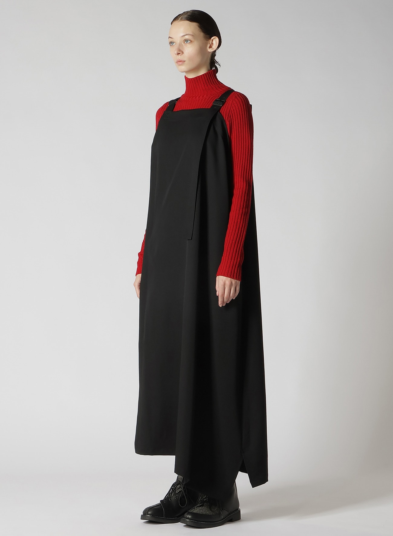 WOOL GABARDINE SHOULDER STRAP DRESS